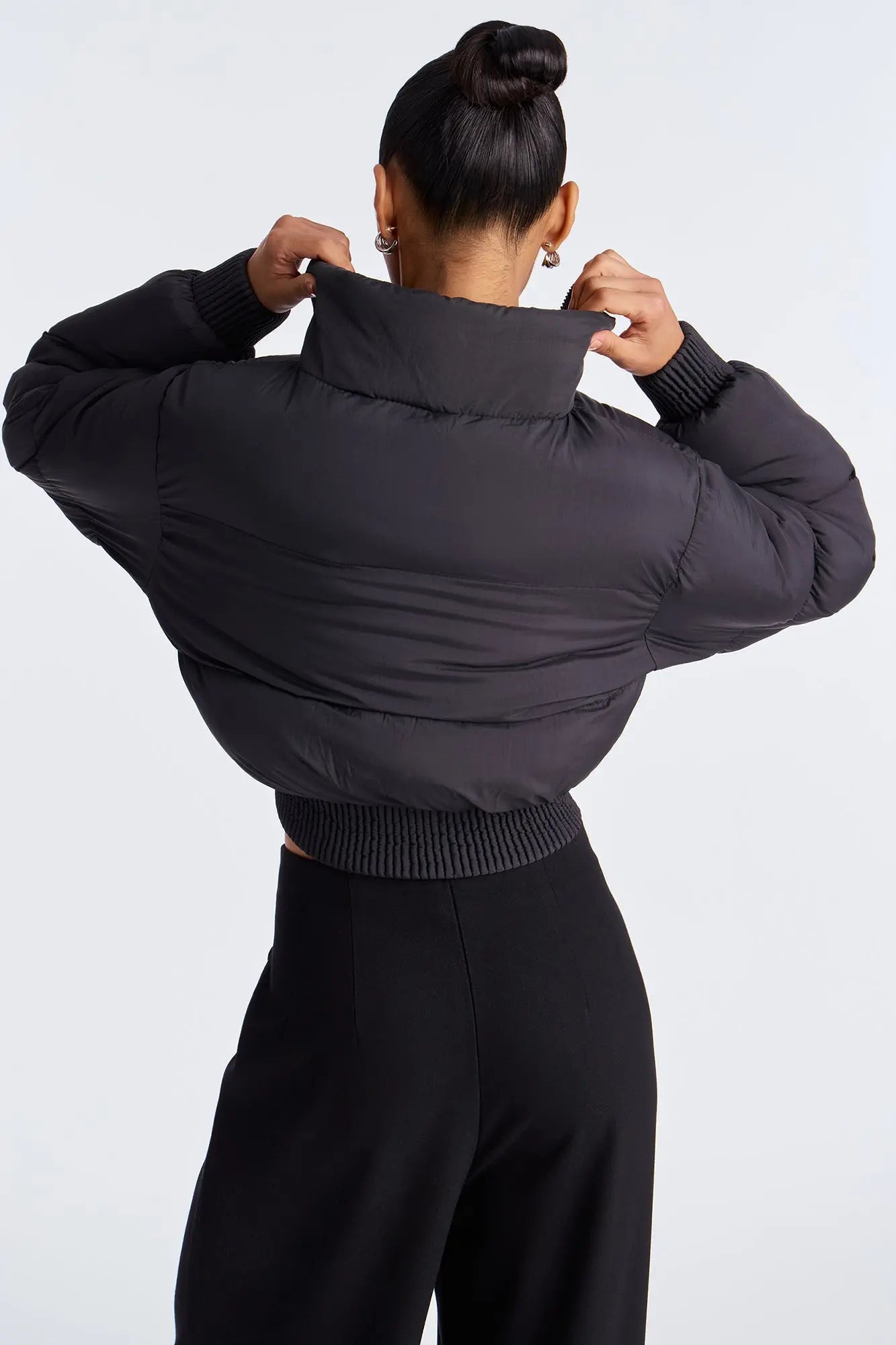 Raquel Cropped Puffer Jacket - Black 