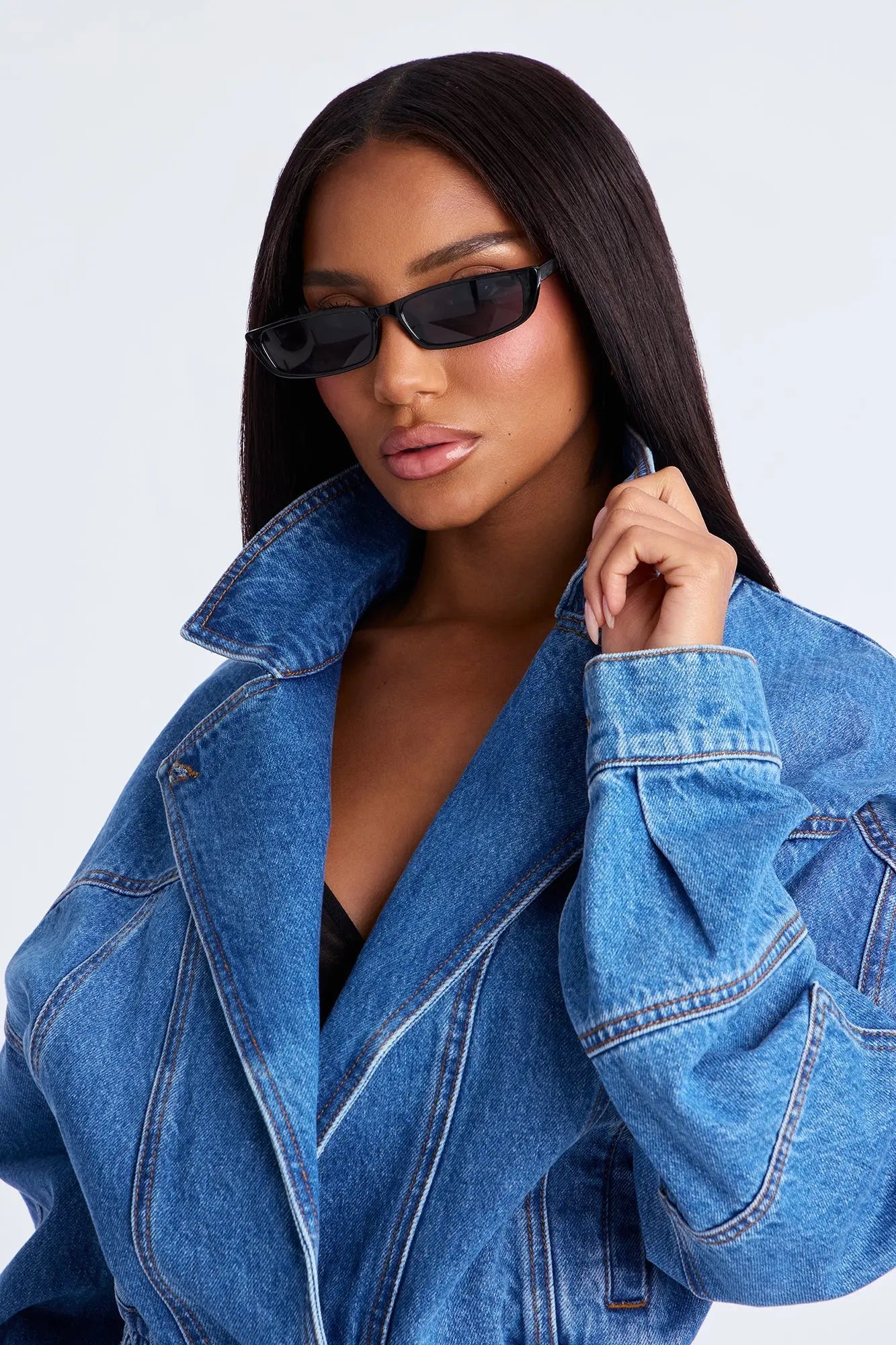 Ready To Ride Moto Bomber Denim Jacket - Dark Wash 