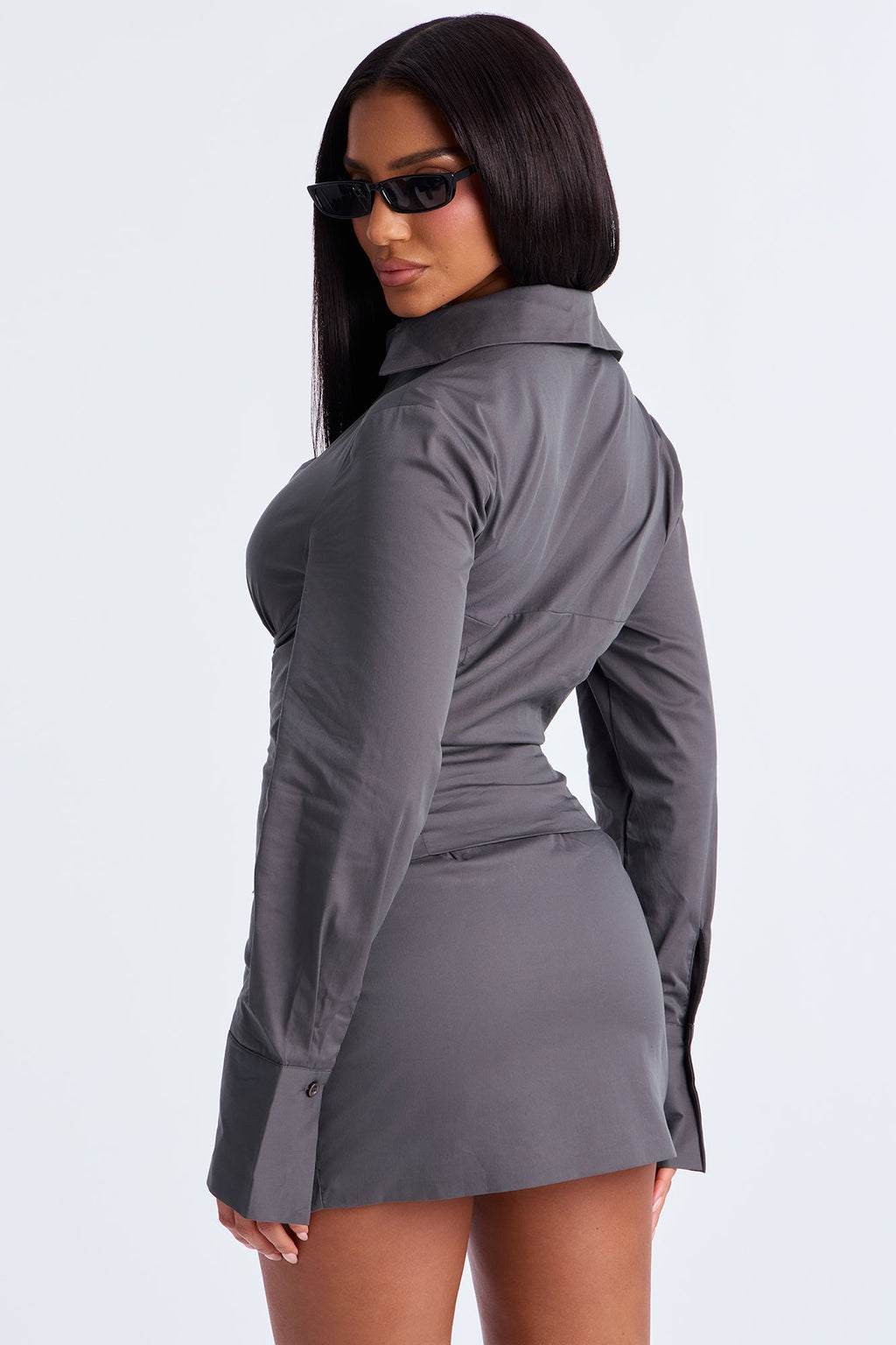 Take Notes Poplin Mini Skirt Set - Charcoal 