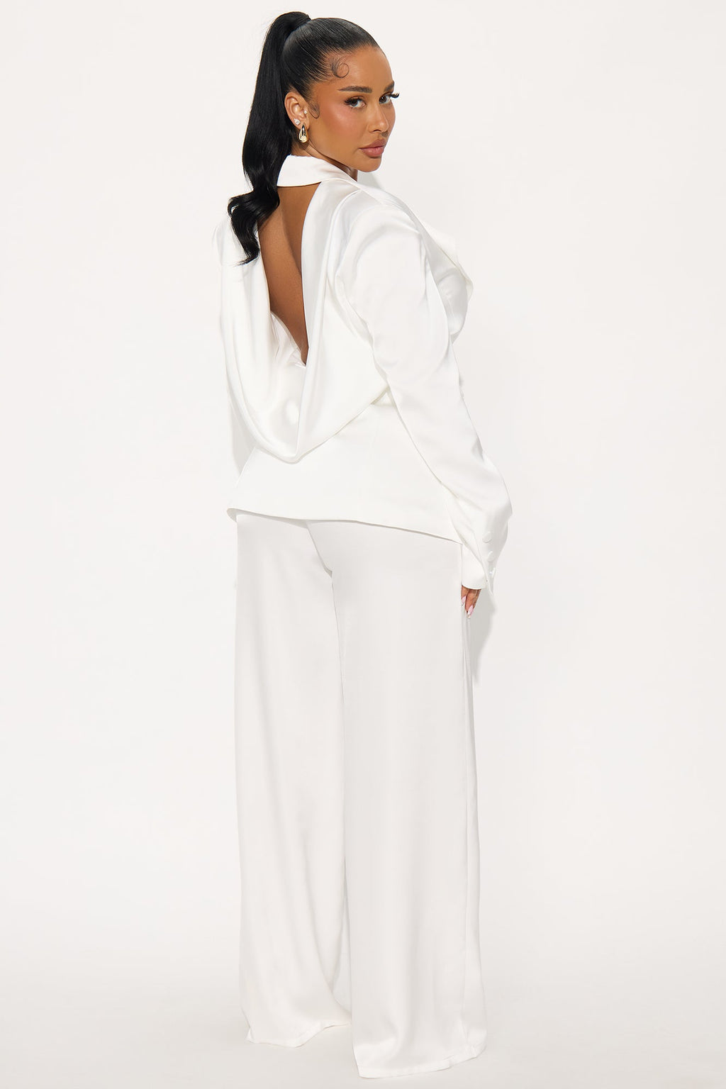 Blaire Open Back Blazer Pant Set - White