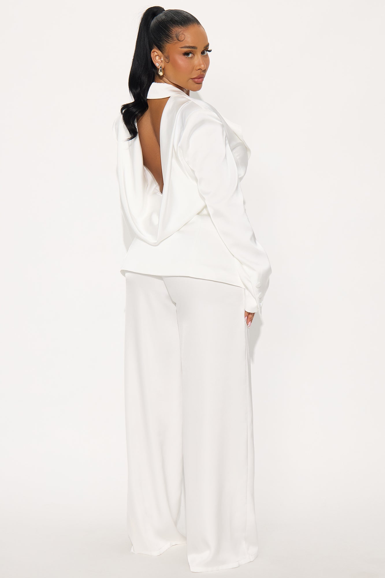 Blaire Open Back Blazer Pant Set - White