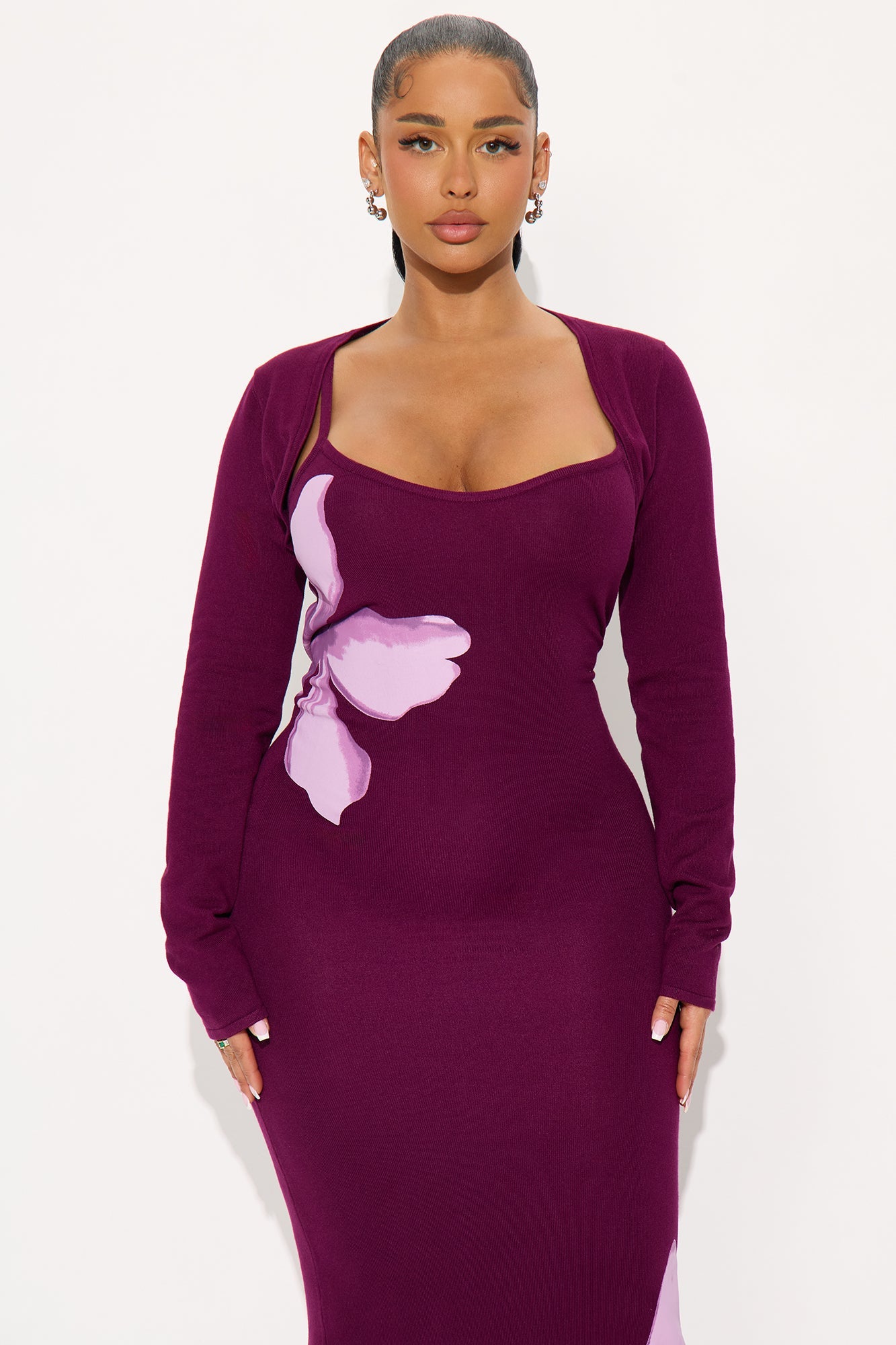 Sugar Plum Sweater Maxi Dress - Purple/combo