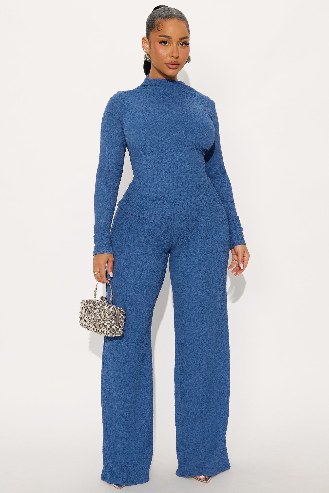 Ariella Textured Pant Set - Denim