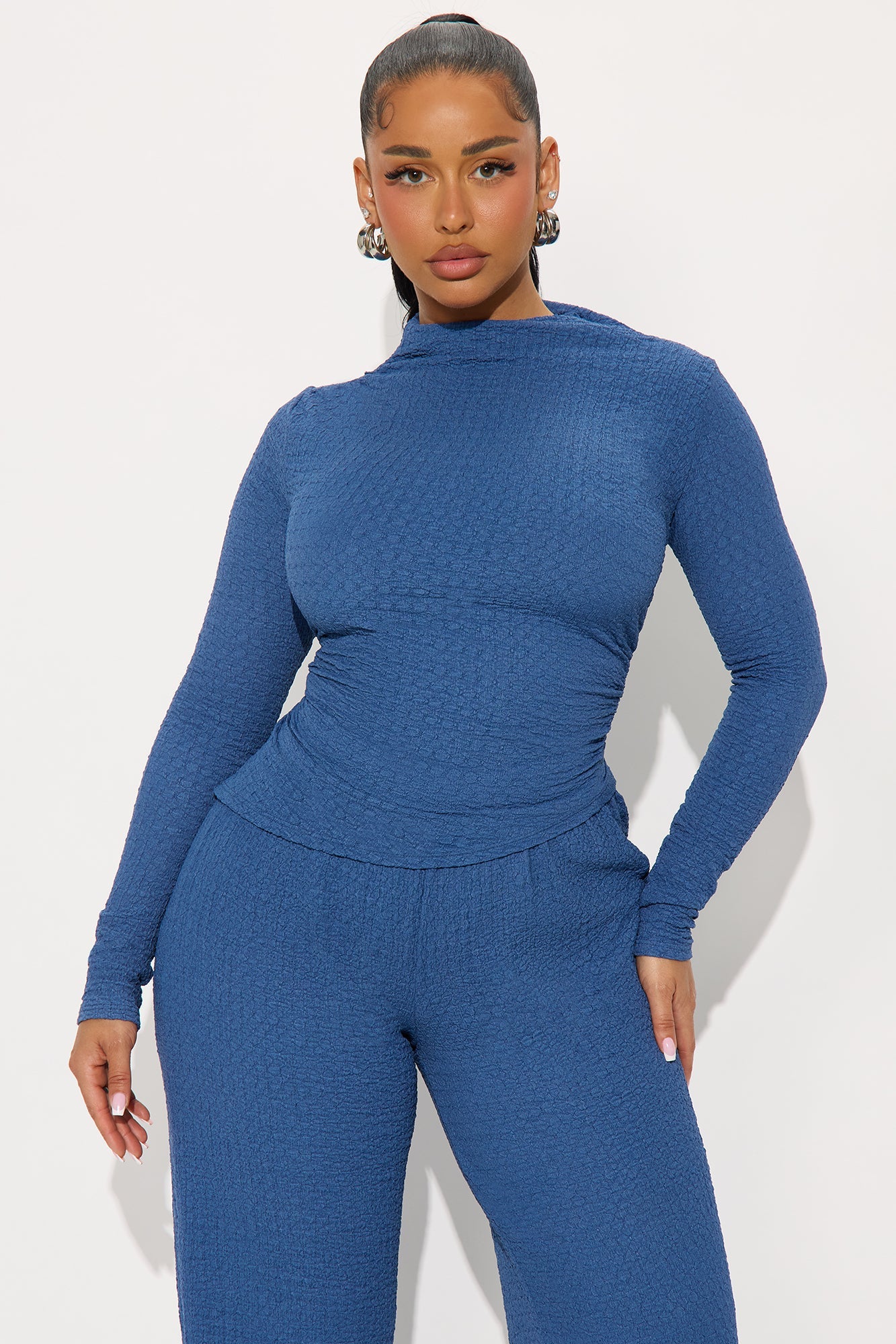 Ariella Textured Pant Set - Denim