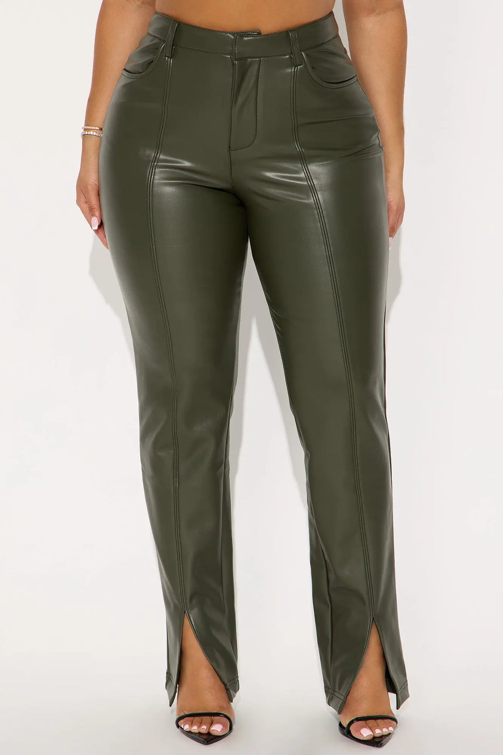 Mackenzie Faux Leather Pant - Military Green 