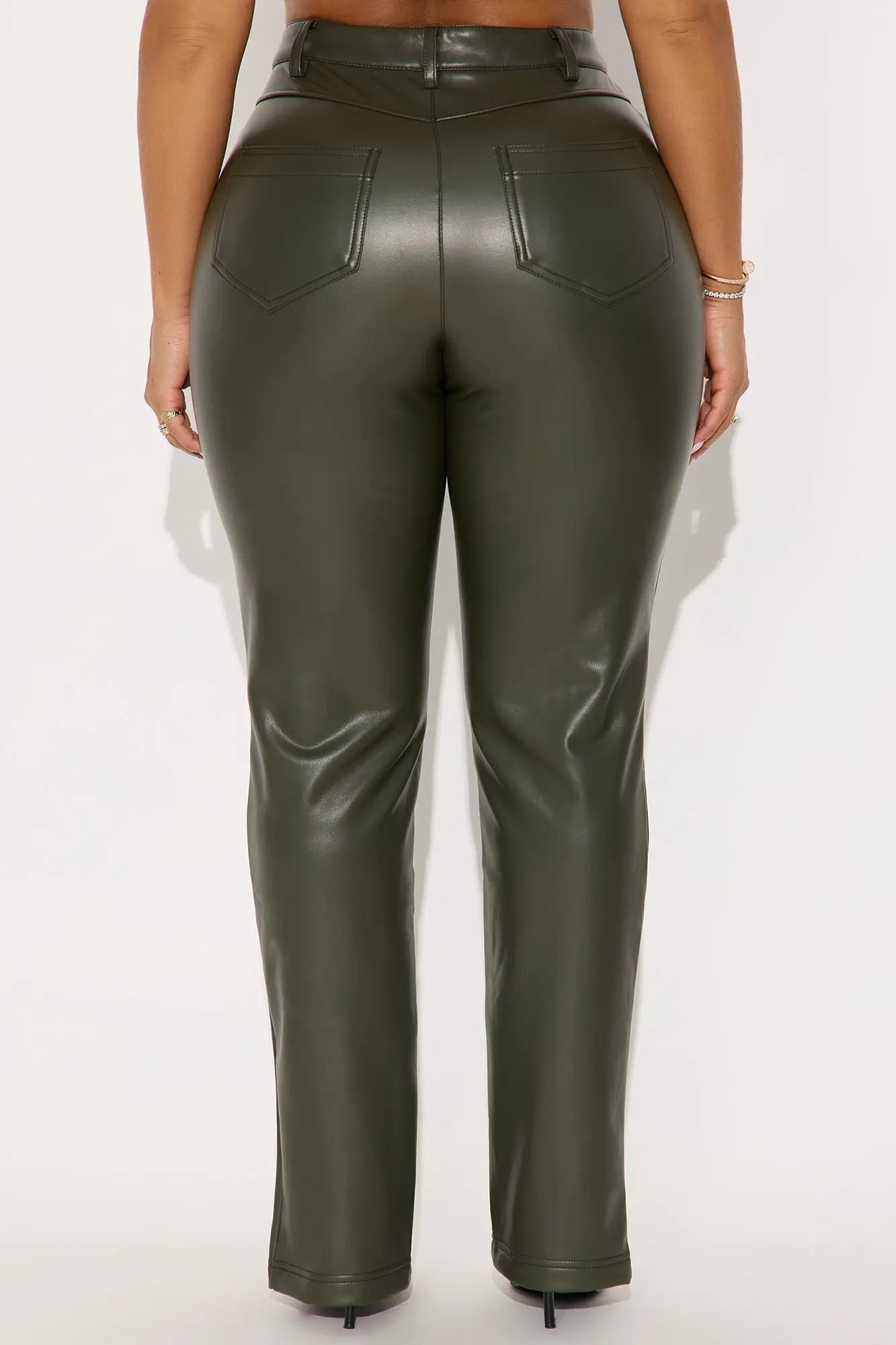 Mackenzie Faux Leather Pant - Military Green 