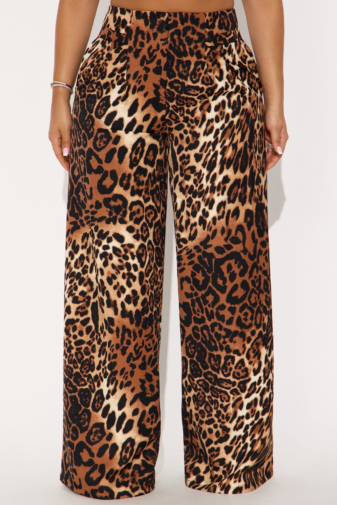 Level You Up Leopard Wide Leg Twill Pant 32″ - Leopard 