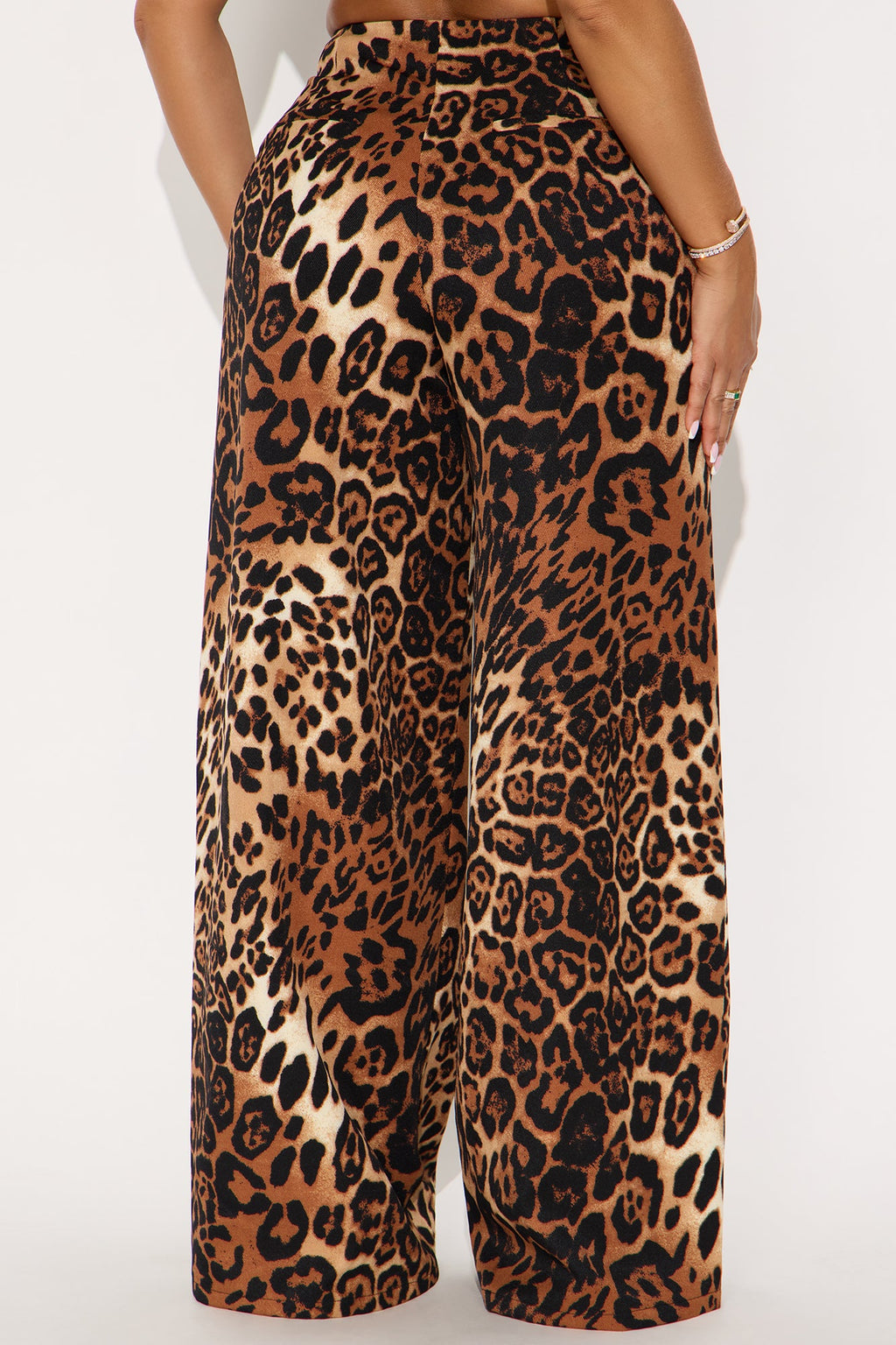 Level You Up Leopard Wide Leg Twill Pant 32″ - Leopard 