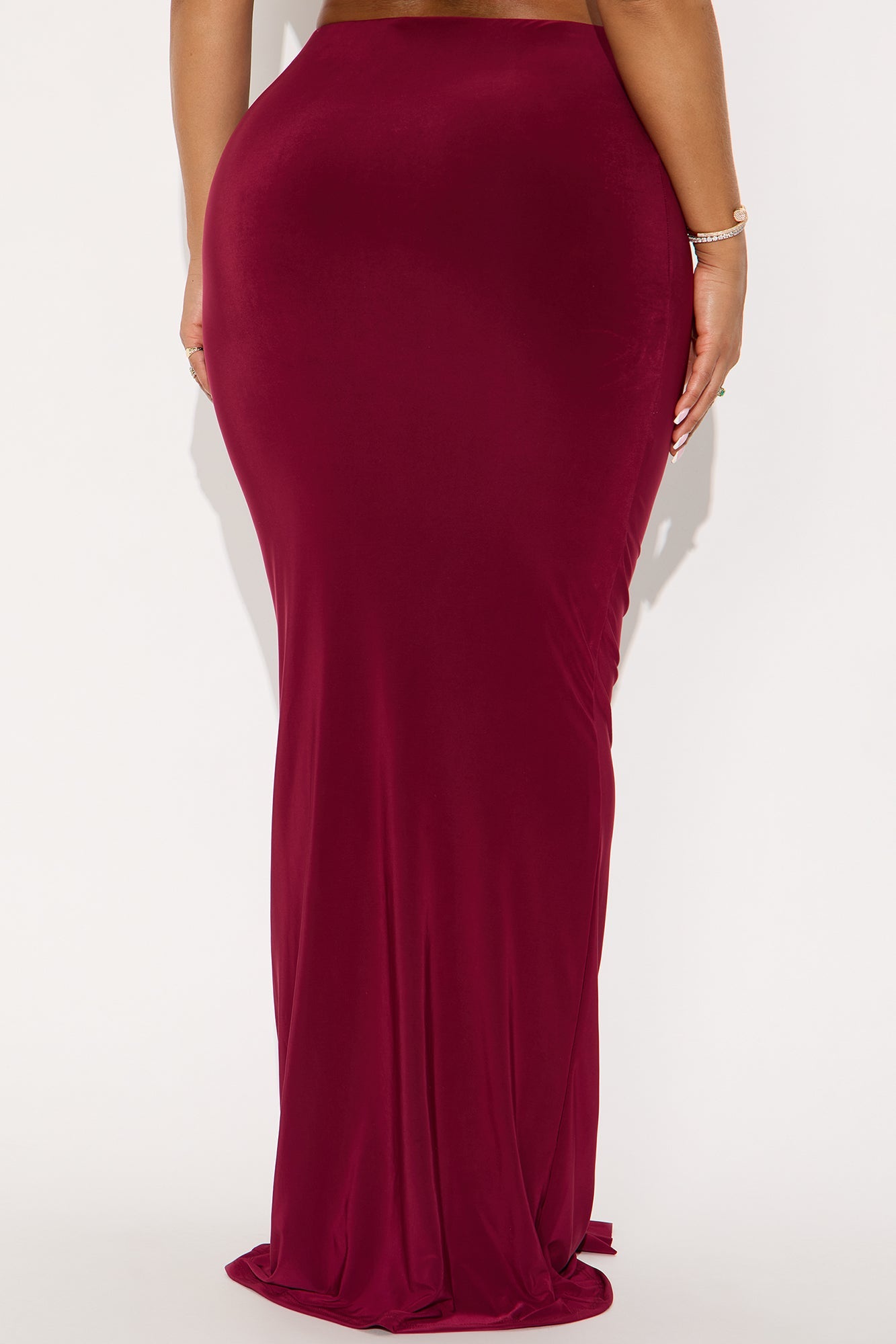 All Dressed Up Draped Maxi Skirt - Burgundy
