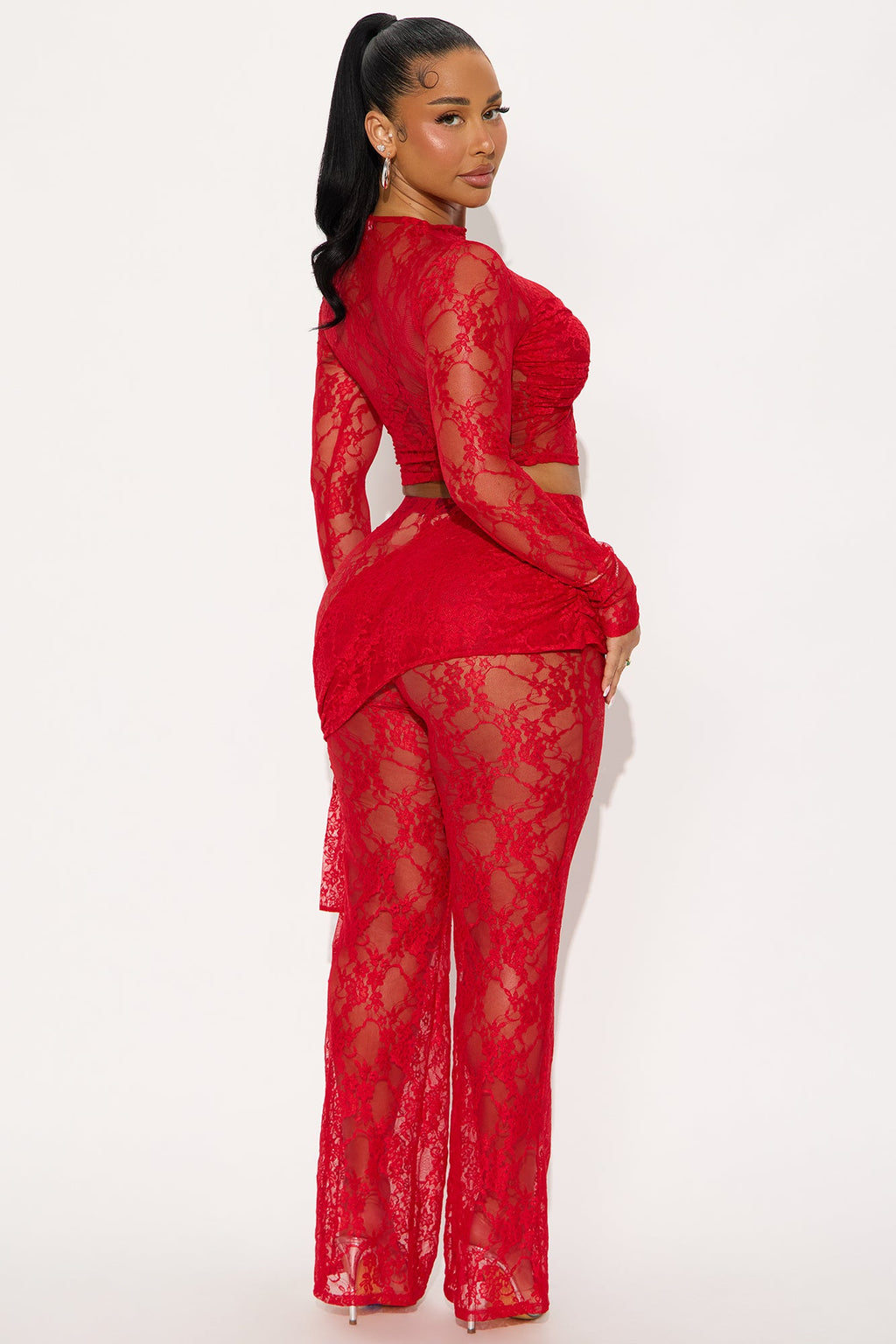 Rosalia Lace Pant Set - Red 