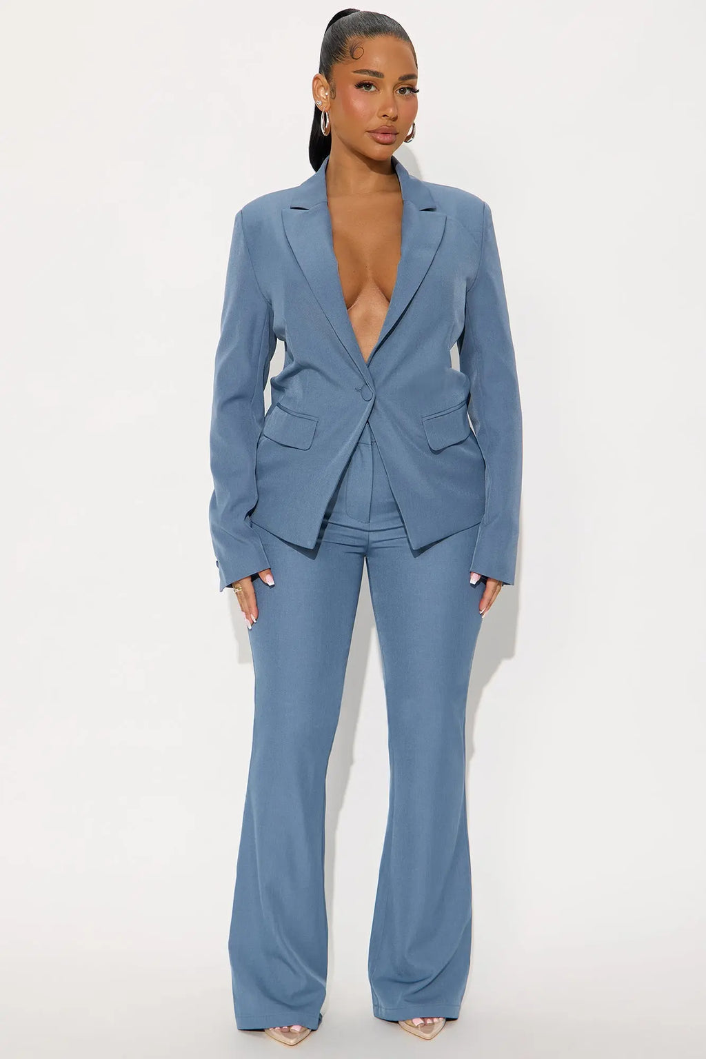 Breaking Even Flare Trouser - Slate Blue 