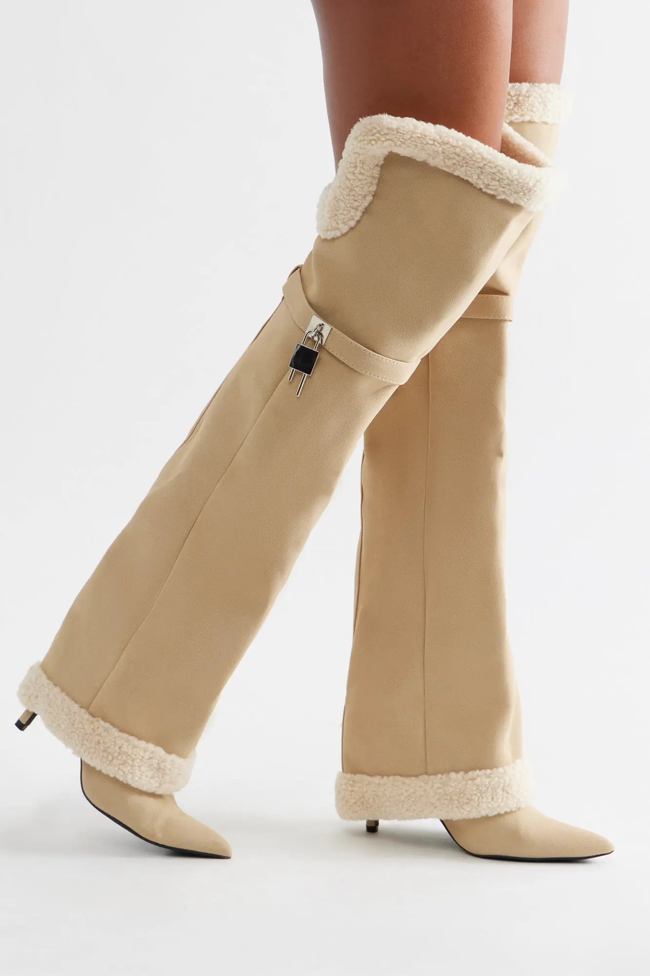 Chilled Out Thigh High Boots - Beige 