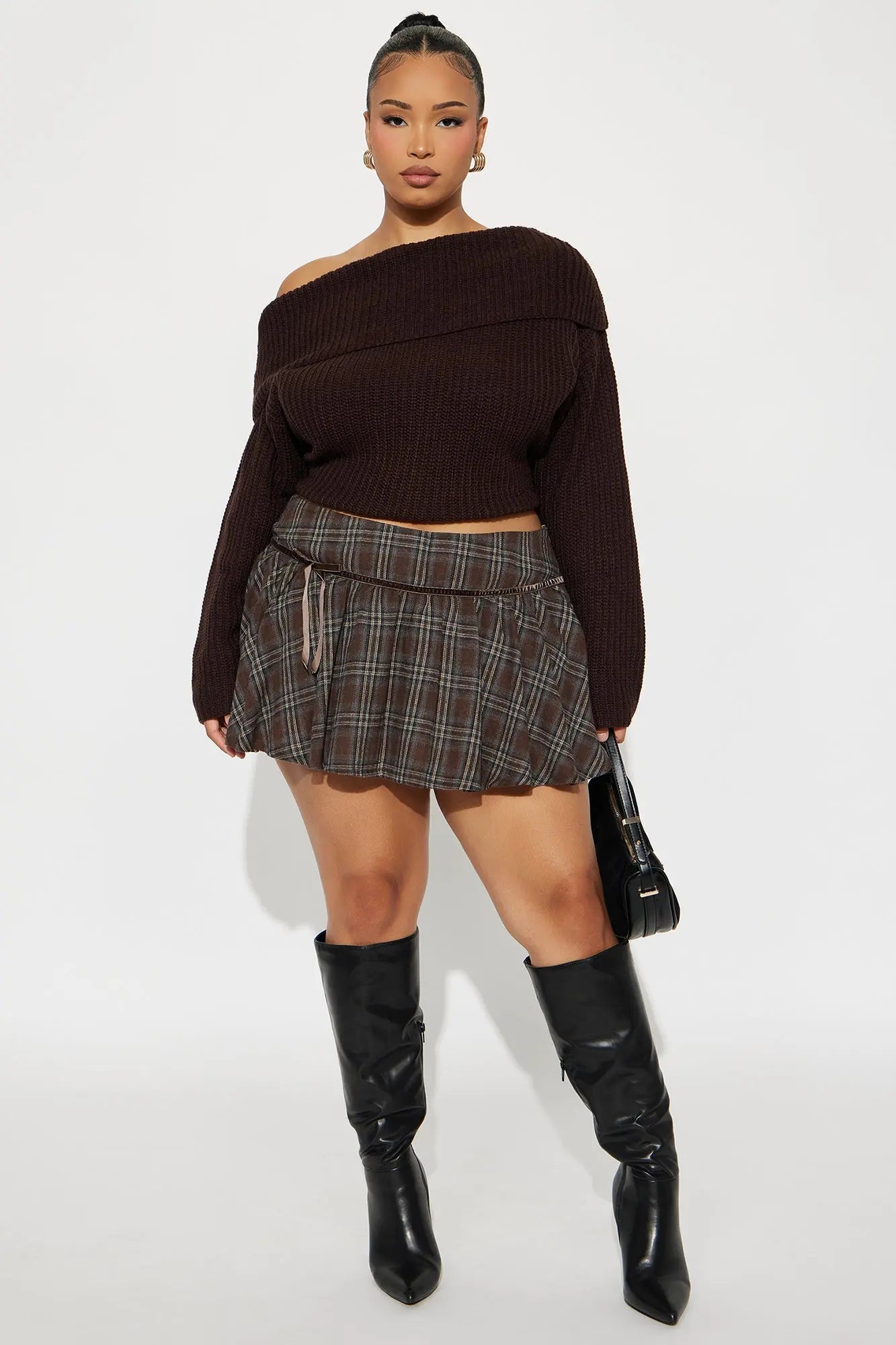 Keira Plaid Mini Skort - Brown/combo 