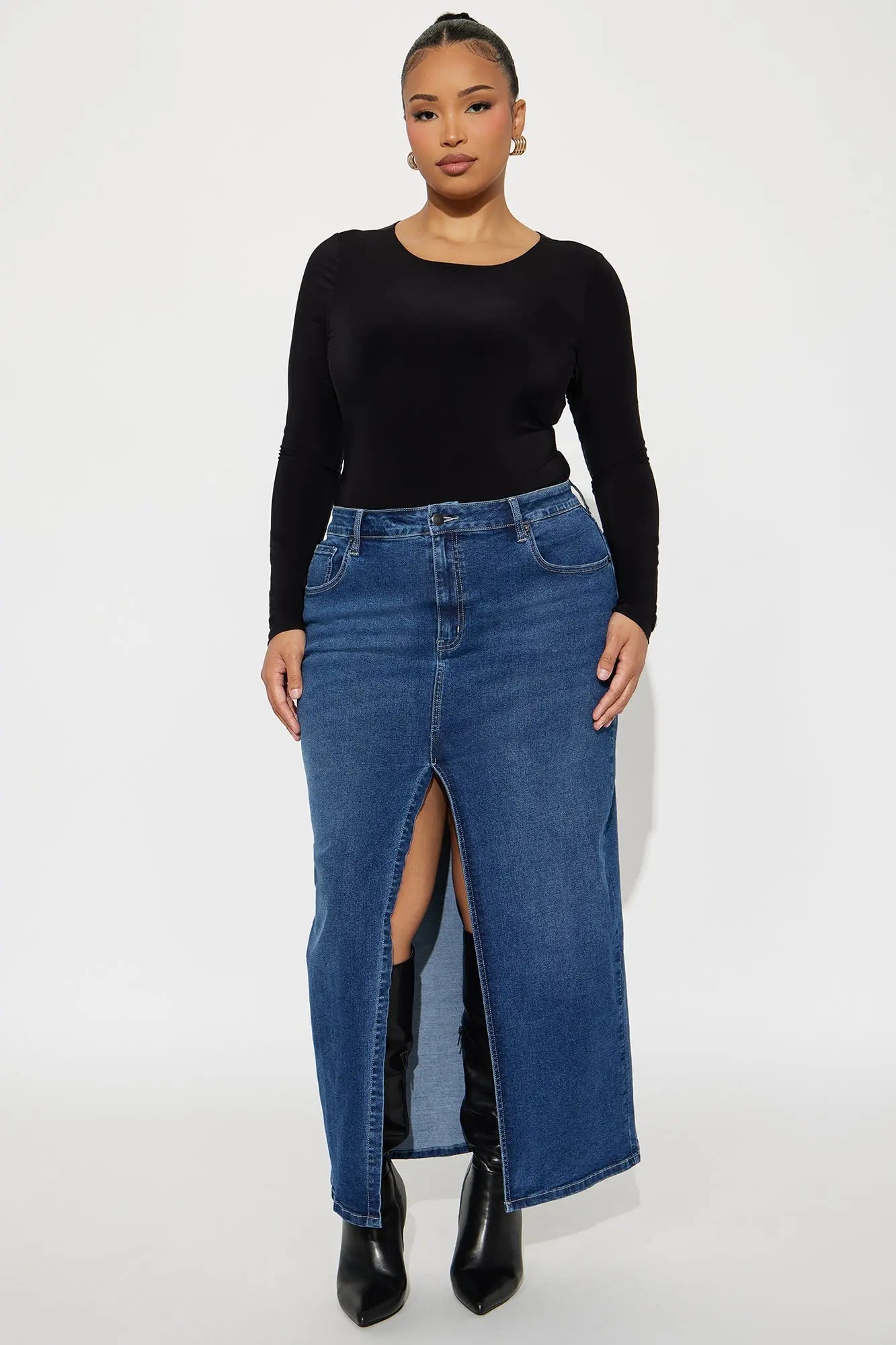 Nicole Denim Maxi Skirt - Dark Wash 