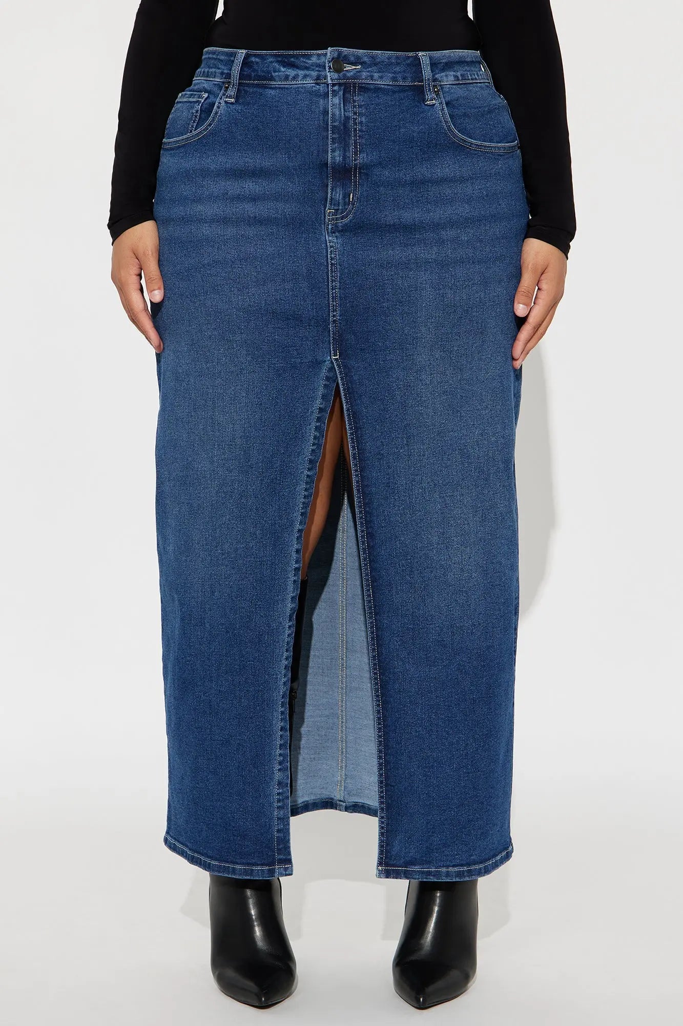 Nicole Denim Maxi Skirt - Dark Wash 
