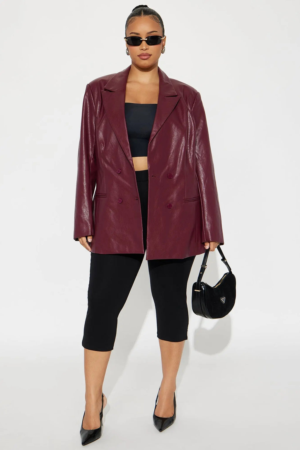 Phoebe Hourglass Blazer - Burgundy 