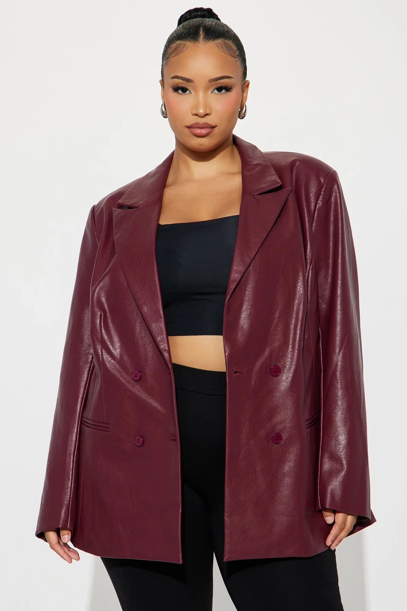 Phoebe Hourglass Blazer - Burgundy 