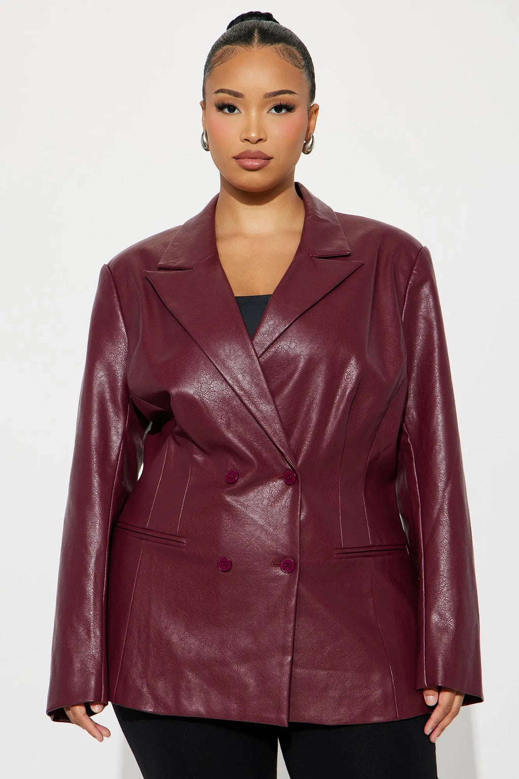 Phoebe Hourglass Blazer - Burgundy 