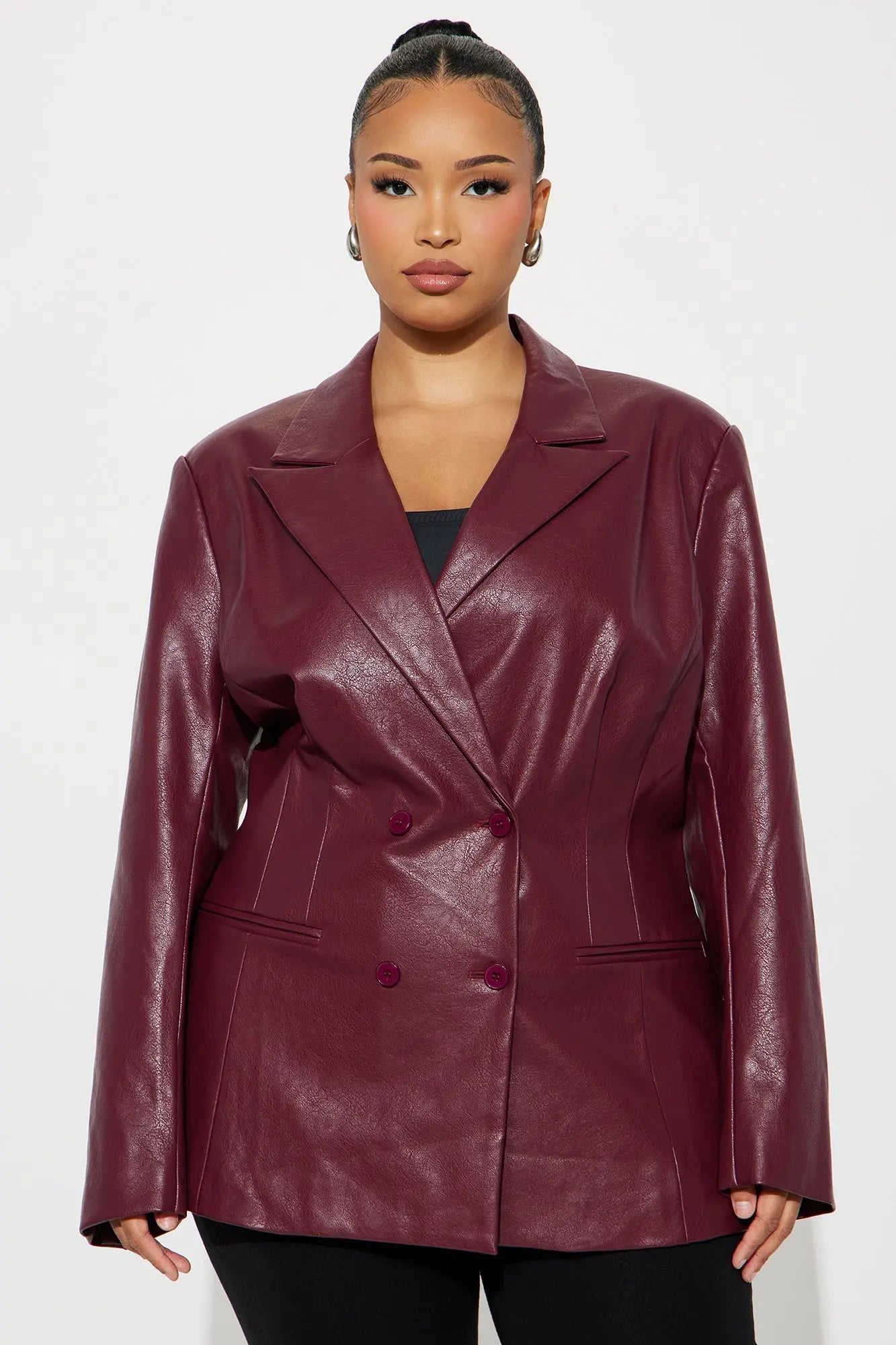 Phoebe Hourglass Blazer - Burgundy 