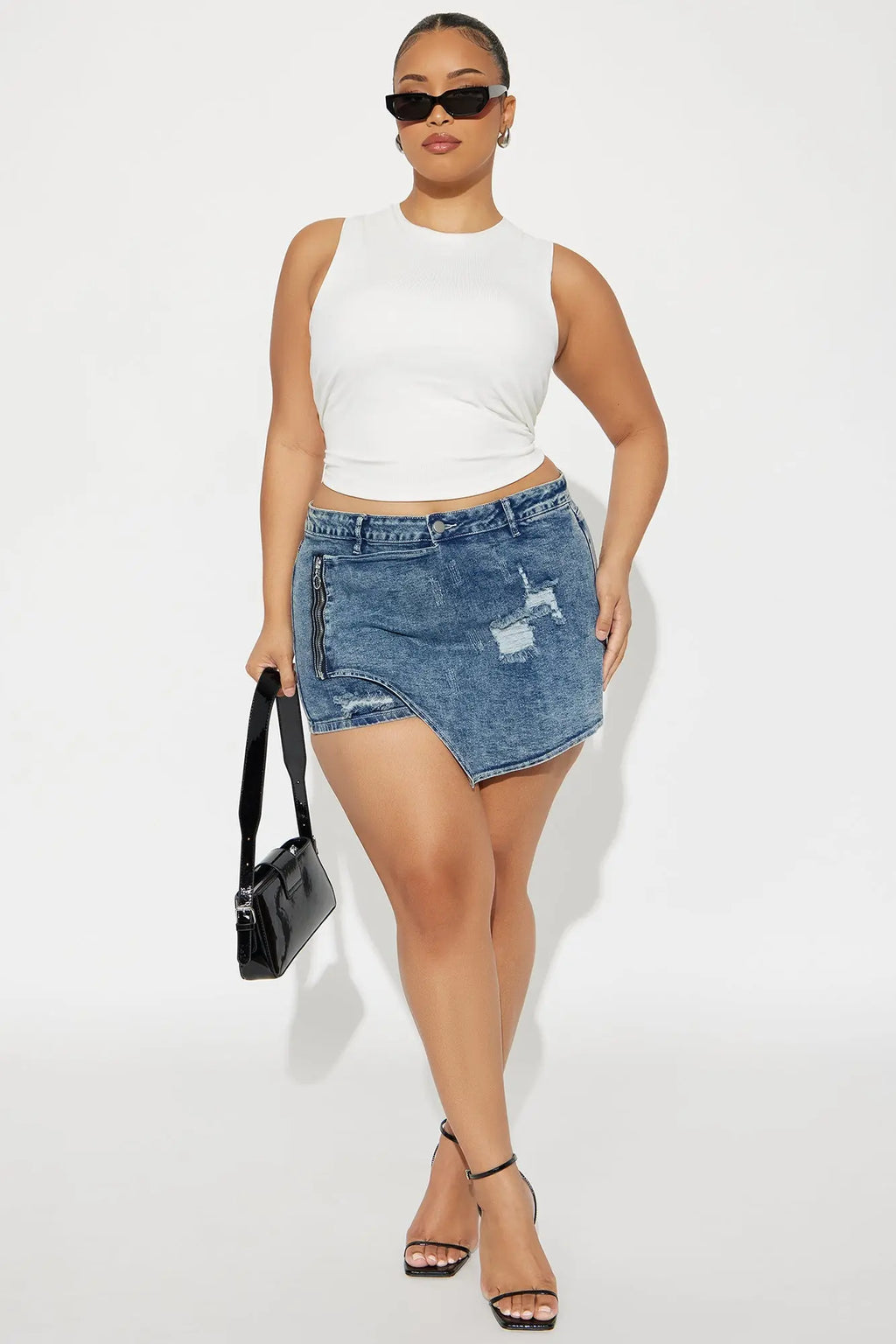 Too Late Denim Wrap Skort - Dark Wash 