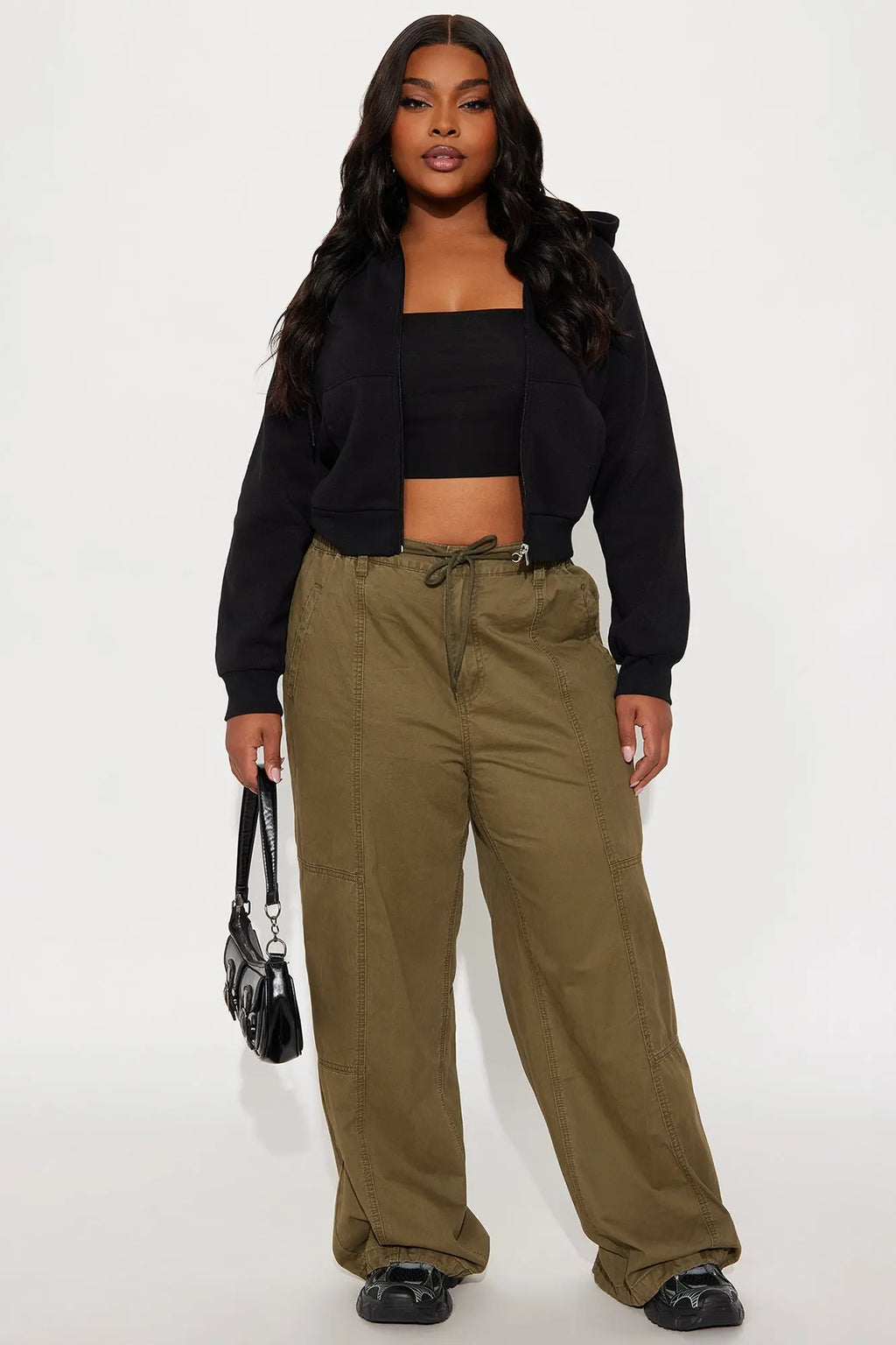 Olivia Wide Leg Jogger - Dark Olive 