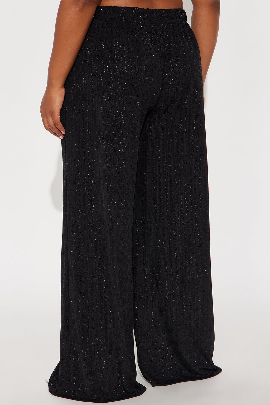 Glow Under Pressure Lurex Wide Leg Pant 32″ - Black 