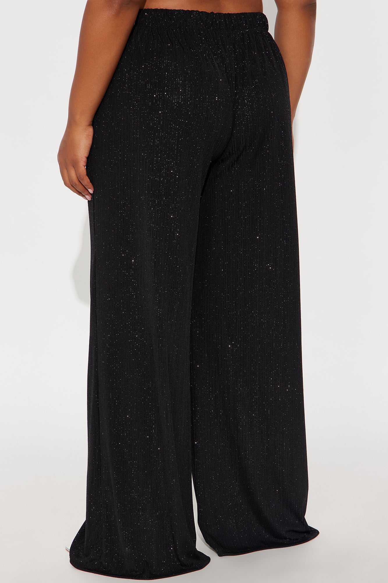 Glow Under Pressure Lurex Wide Leg Pant 32″ - Black 