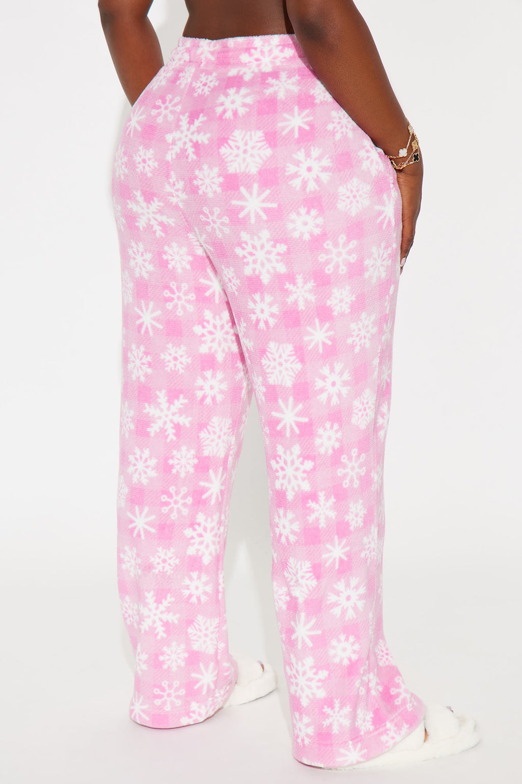 Jolly Snowflakes Plush PJ Pants - Pink