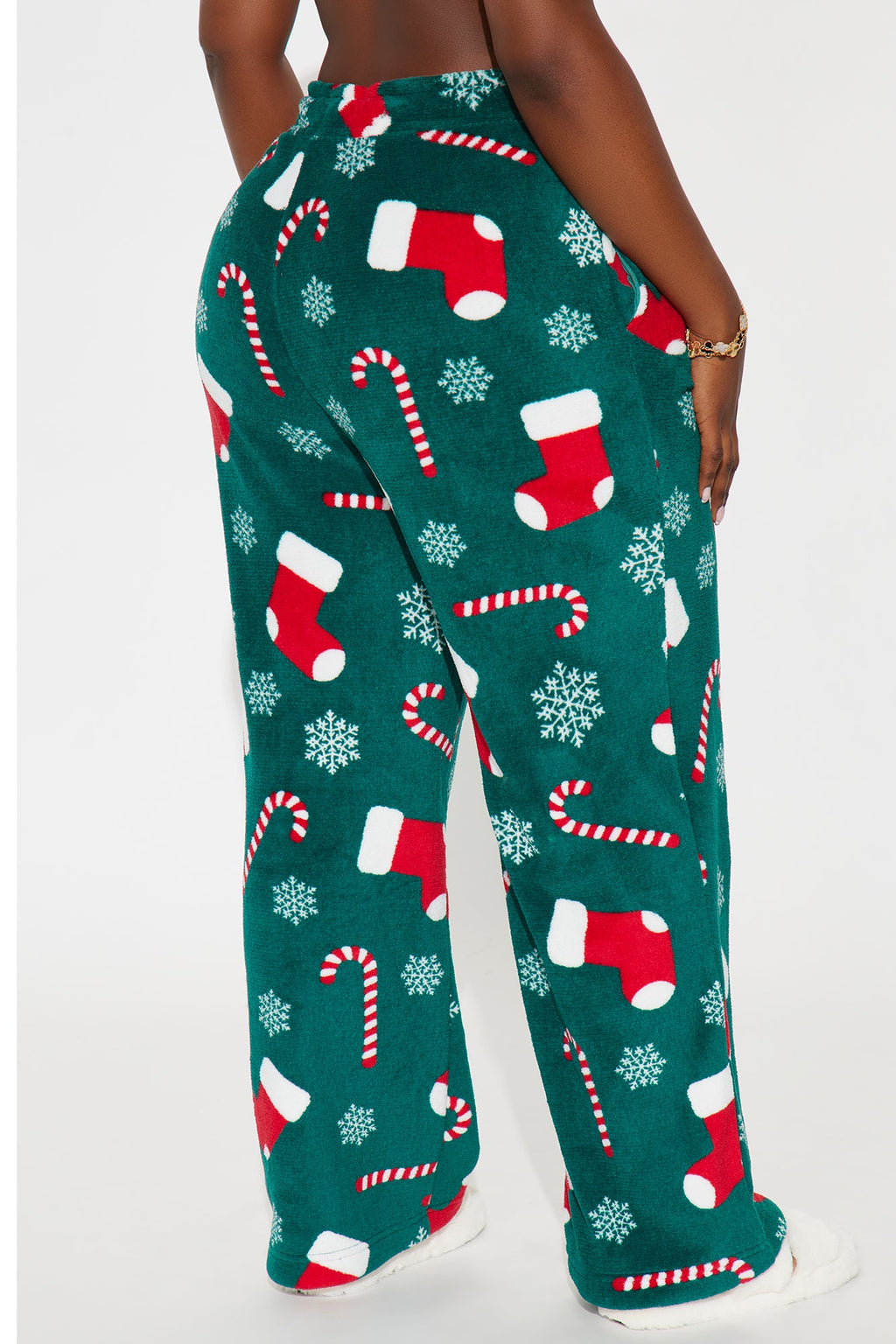 Stocking Stuffer Matching Family Plush PJ Pants - Green/combo