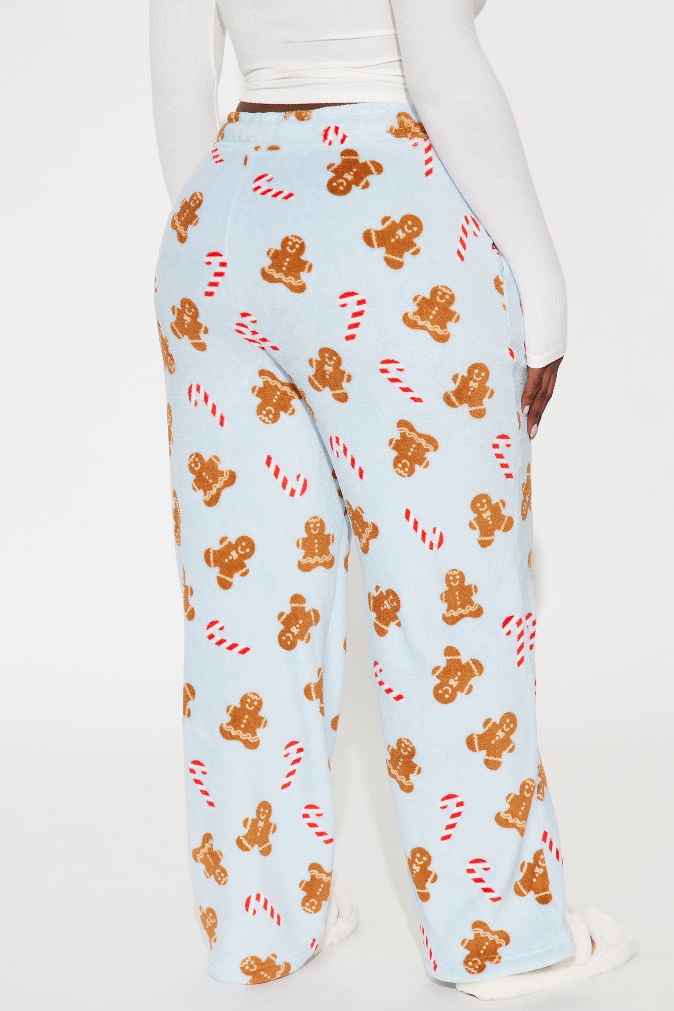 Gingerbread Holiday Plush PJ Pants - Light Blue