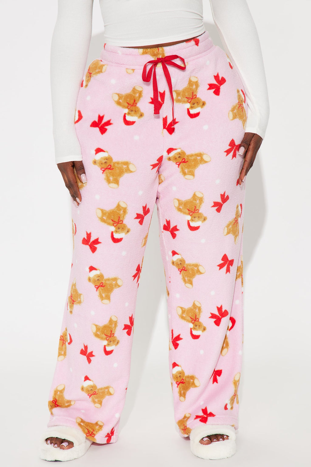 Winter Teddy Bears Plush PJ Pants - Pink/combo