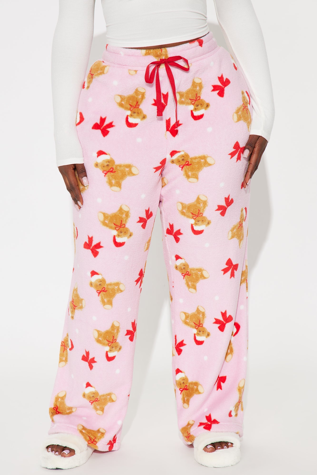 Winter Teddy Bears Plush PJ Pants - Pink/combo