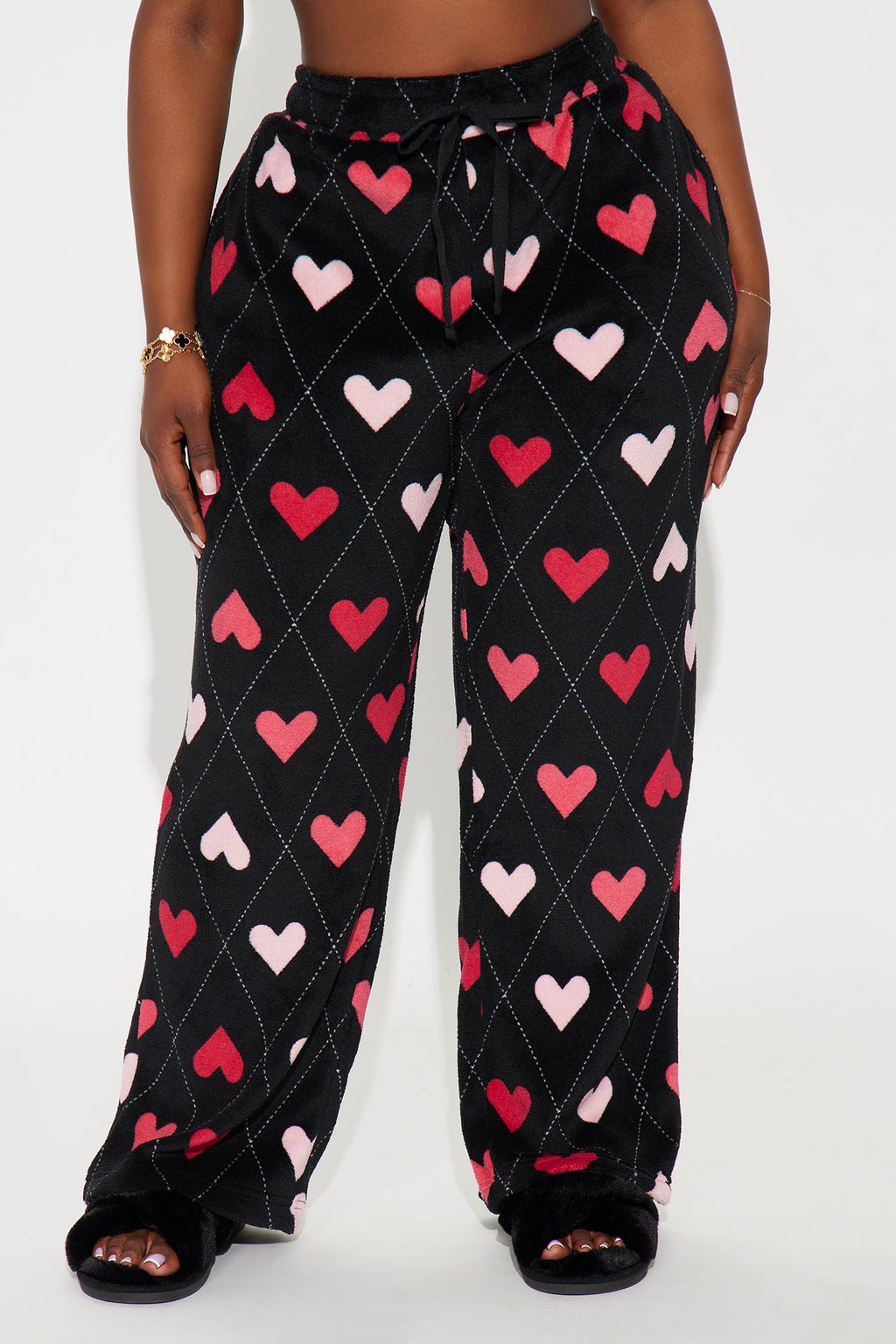 Love Story Plush PJ Pants - Black/Pink