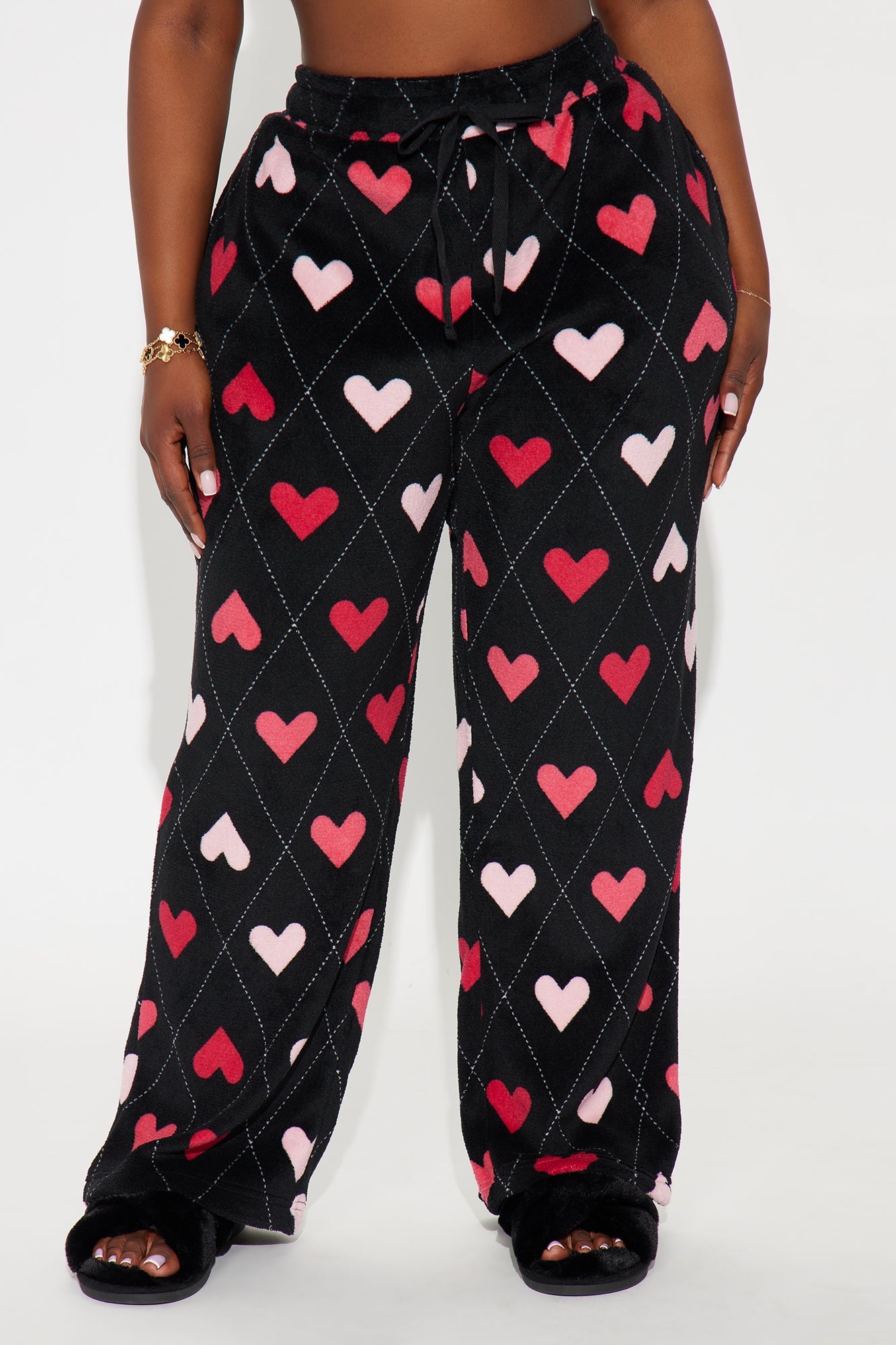 Love Story Plush PJ Pants - Black/Pink