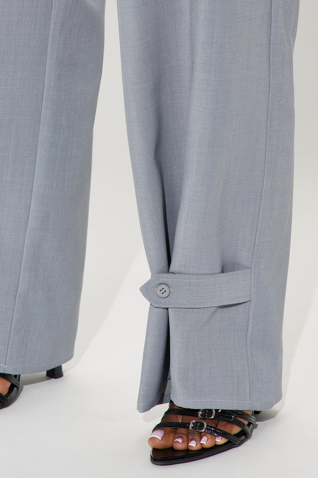 Trending Topic Wide Leg Belted Cargo Pant 32″ - Grey