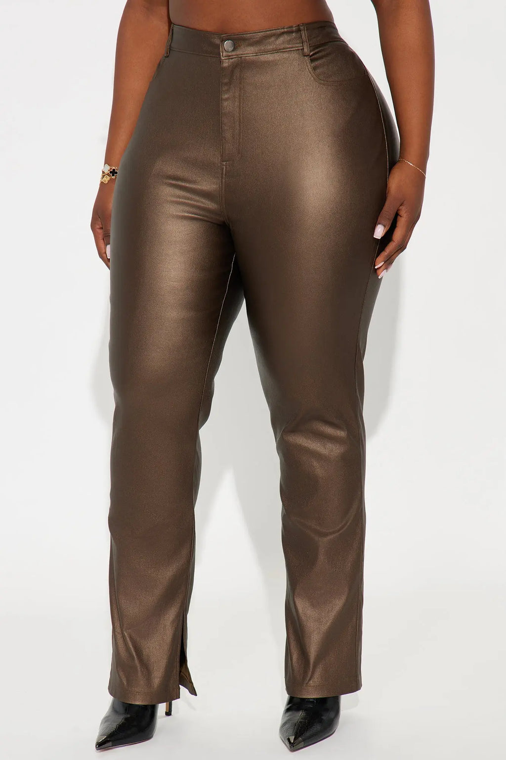 Gia Faux Leather Skinny Pant - Bronze 
