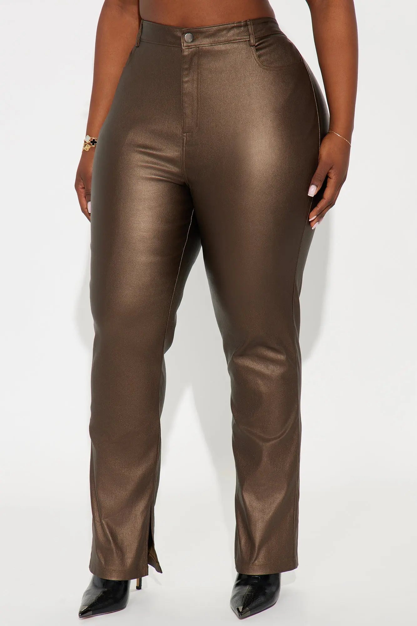 Gia Faux Leather Skinny Pant - Bronze 