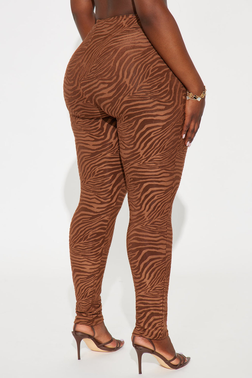 Eden Flocked Mesh Zebra Legging - Brown