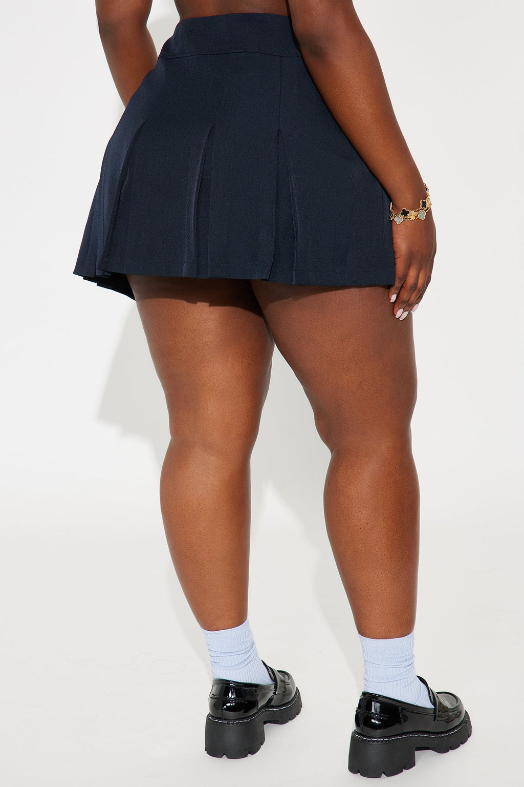 Play By Play Utility Pleated Crepe Mini Skirt - Navy