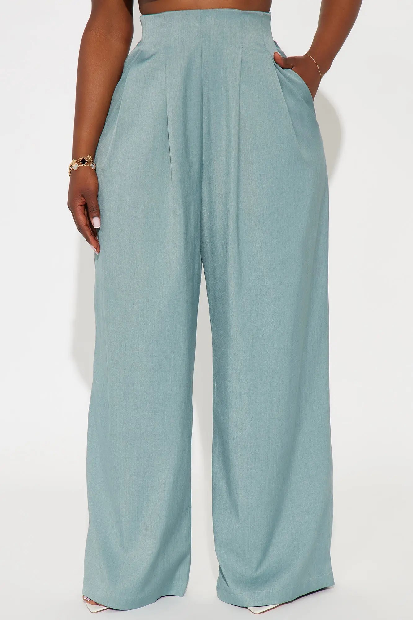Nicole Wide Leg Trouser Pant 33 - Blue 