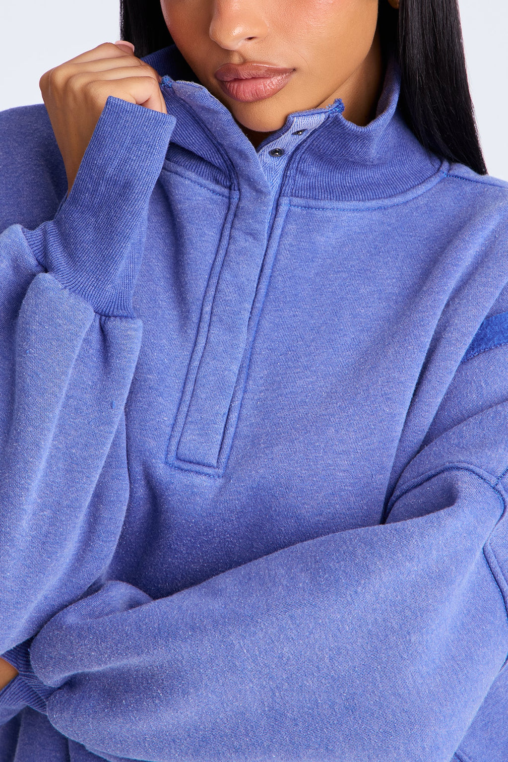 Vibe Check Washed Sweatshirt Quarter Sweatshirt - Blue
