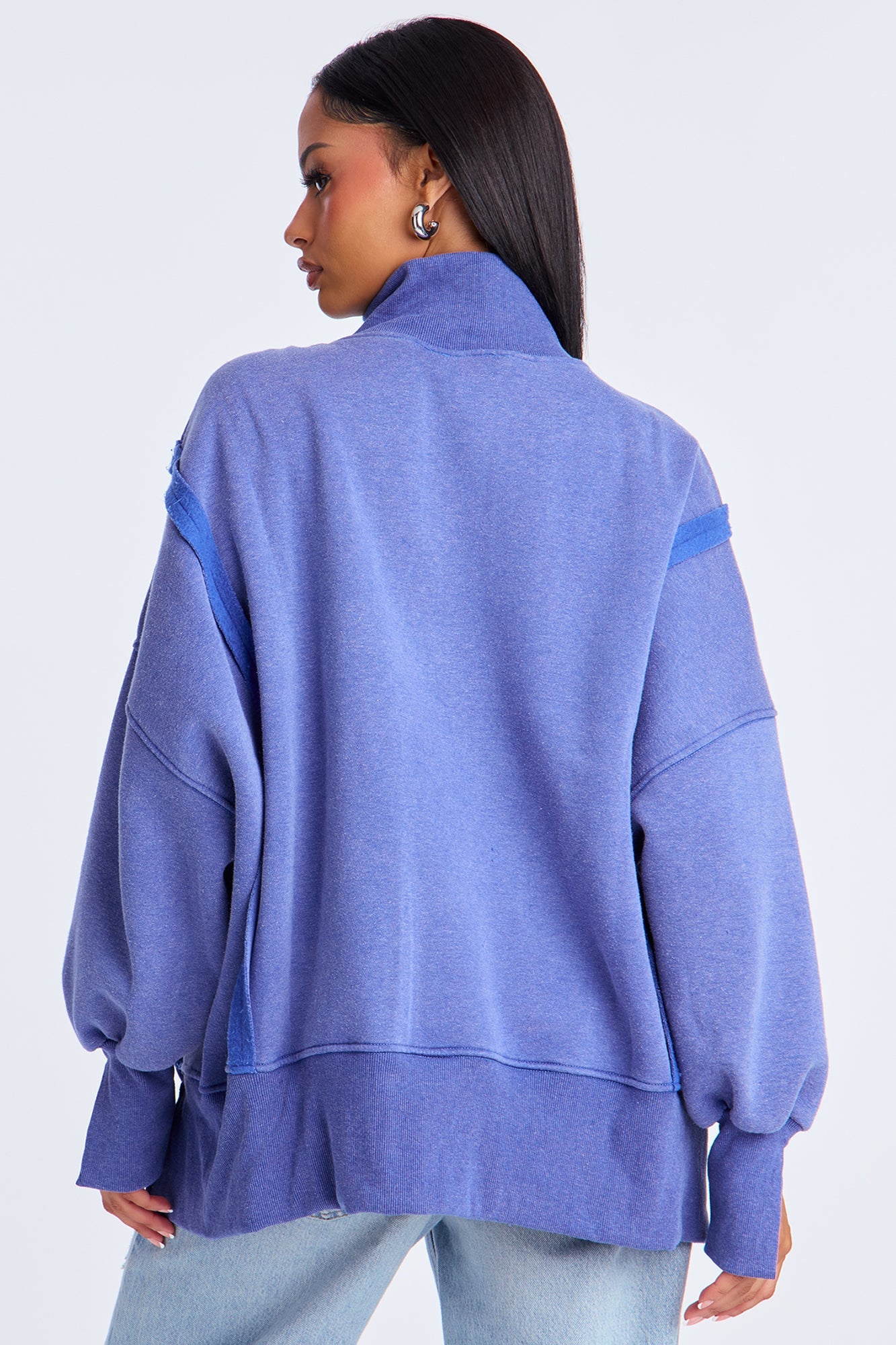 Vibe Check Washed Sweatshirt Quarter Sweatshirt - Blue