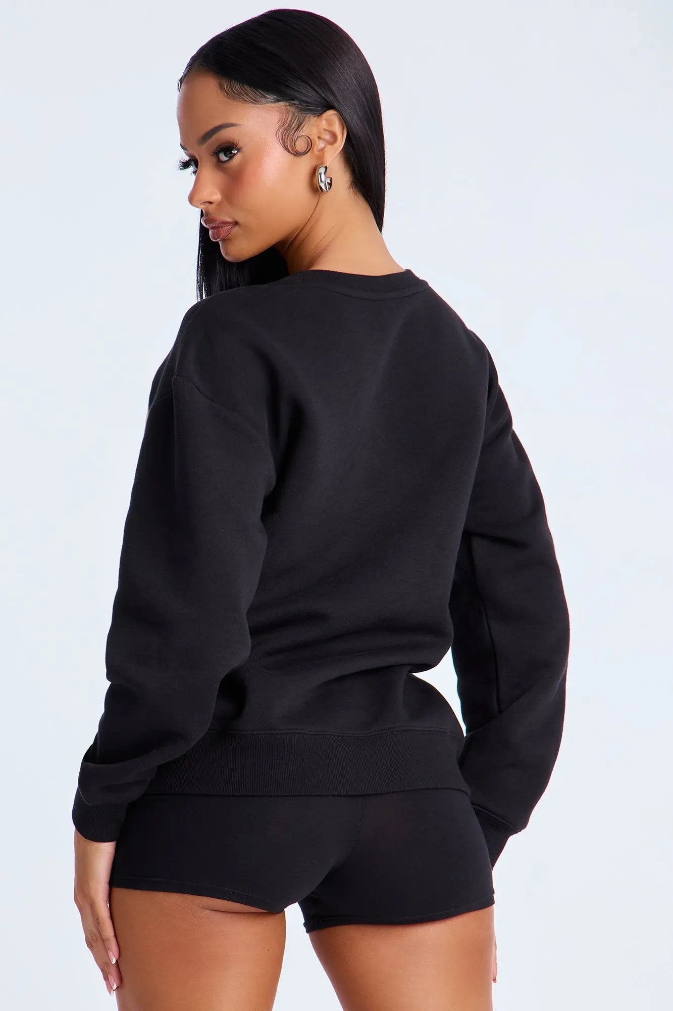 Betty Boop Lace Crew Neck Sweatshirt - Black 