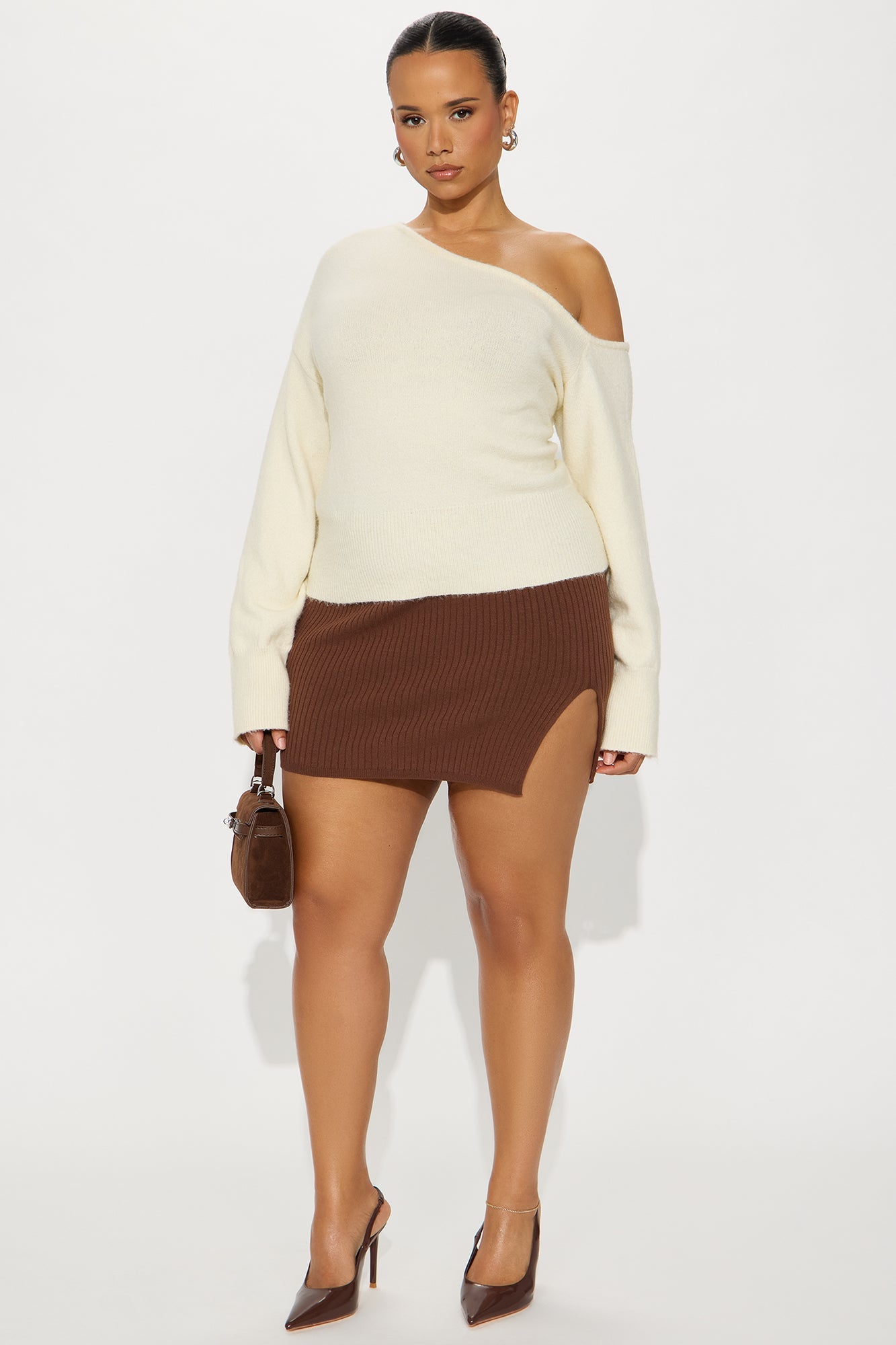 Stella Slit Mini Skirt - Chocolate
