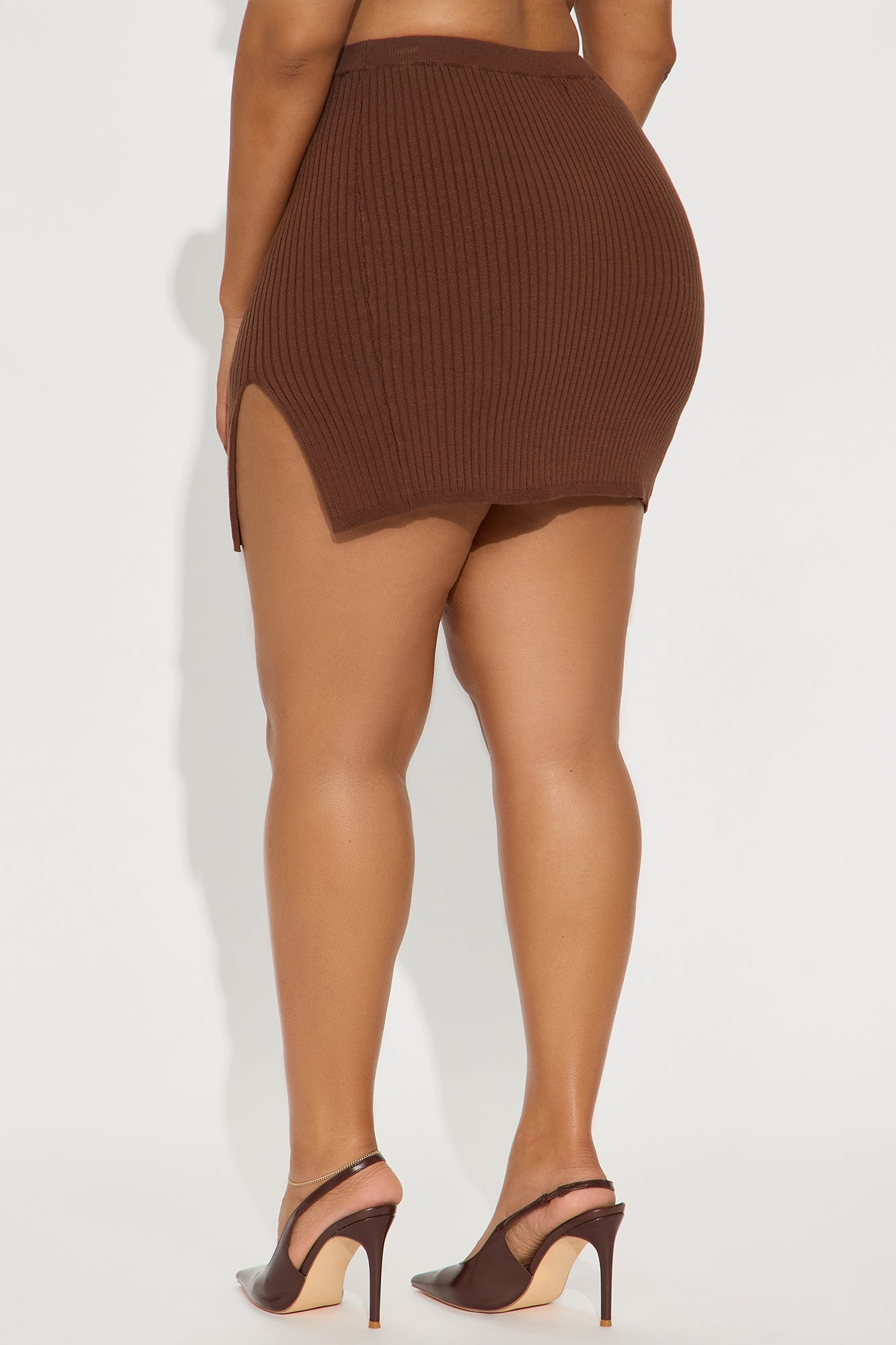 Stella Slit Mini Skirt - Chocolate