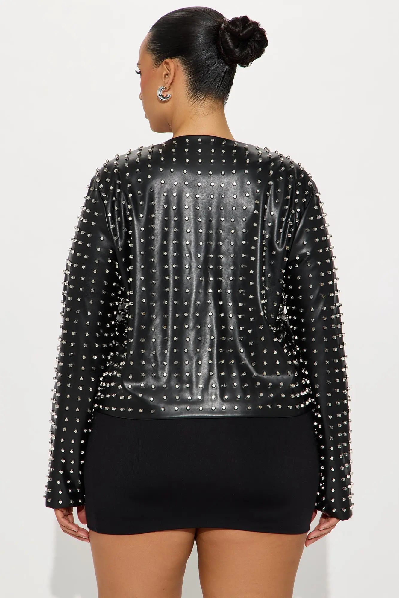 Run This Town Studded Faux Leather Jacket - Black 