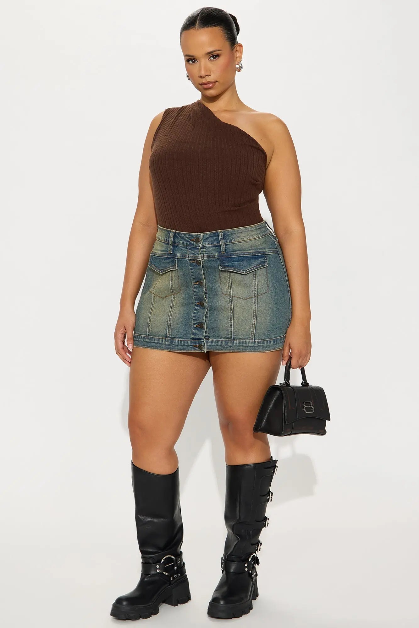 Still On Top Vintage Denim Mini Skirt - Vintage Wash 
