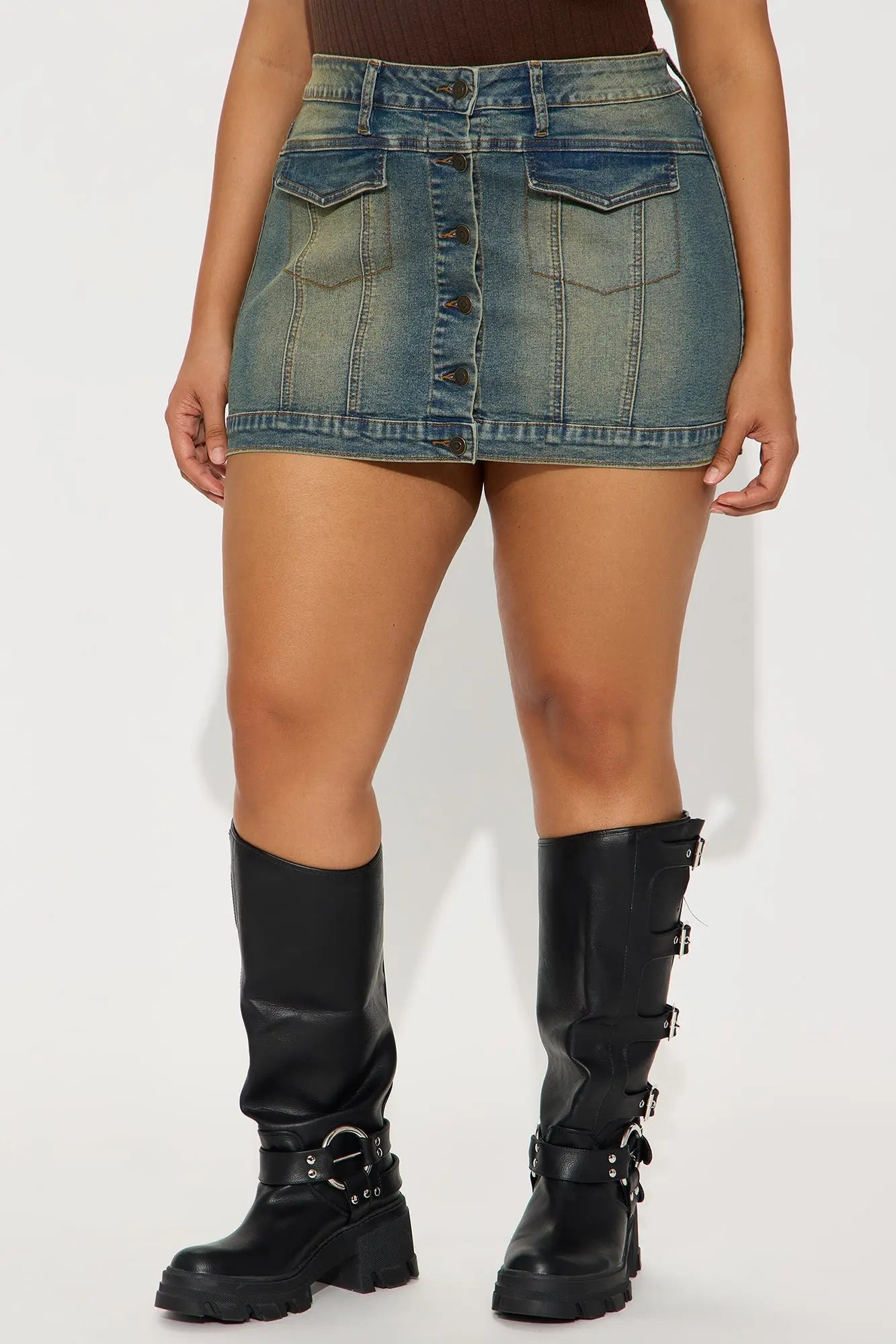 Still On Top Vintage Denim Mini Skirt - Vintage Wash 