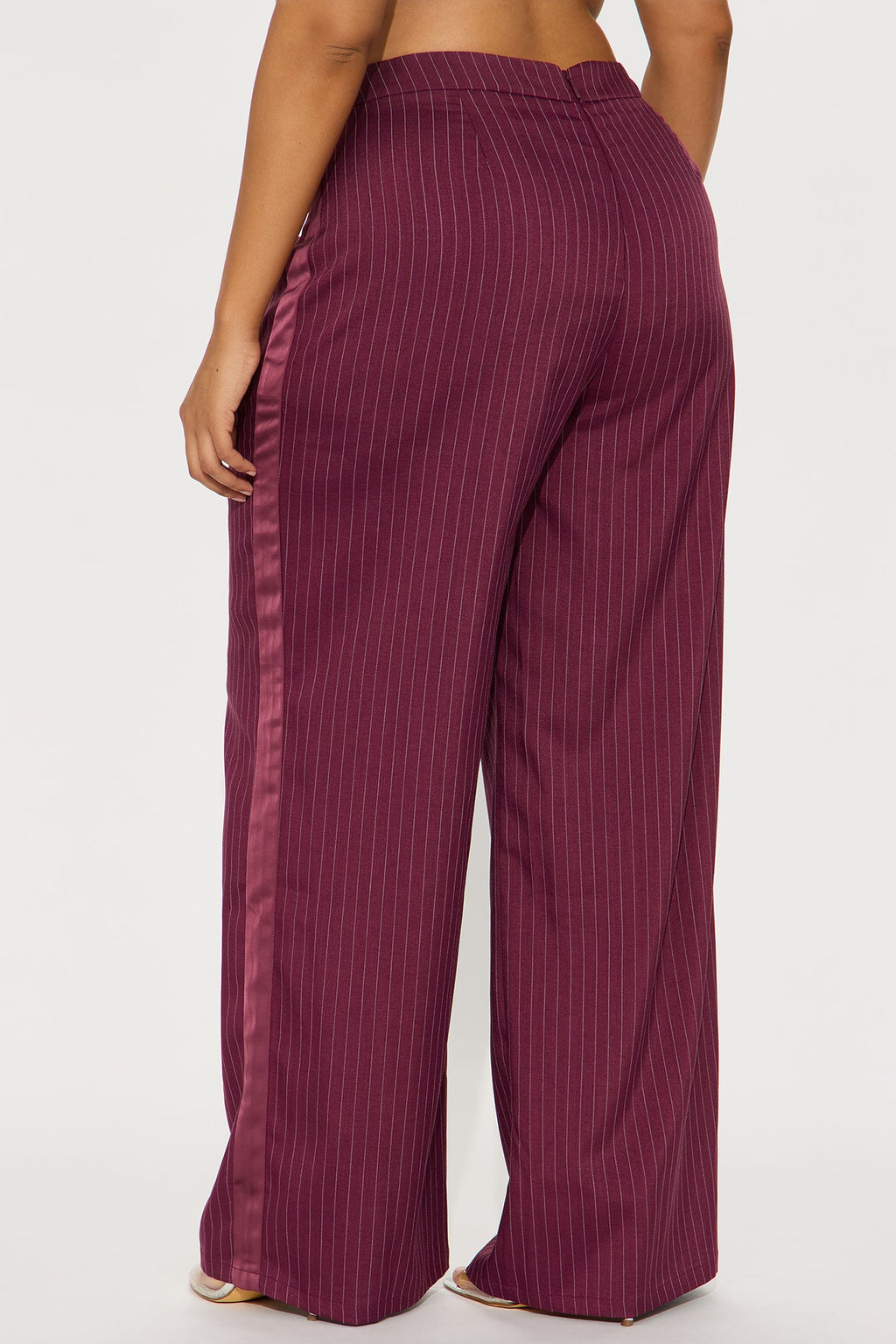 Don't Need To Pretend Pinstripe Wide Leg Trouser Pant 33 - Burgundy 
