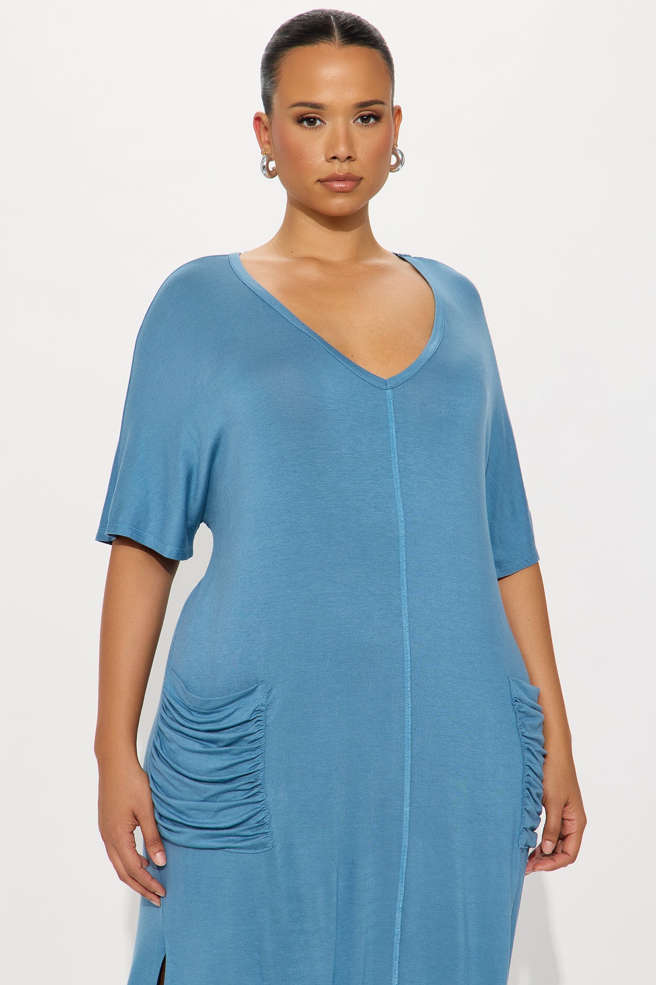 Staying In TShirt Midi Dress - Blue